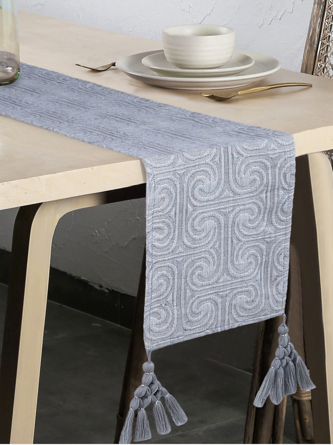 

Mezposh Grey Ethnic Motifs Patterned Table Runner