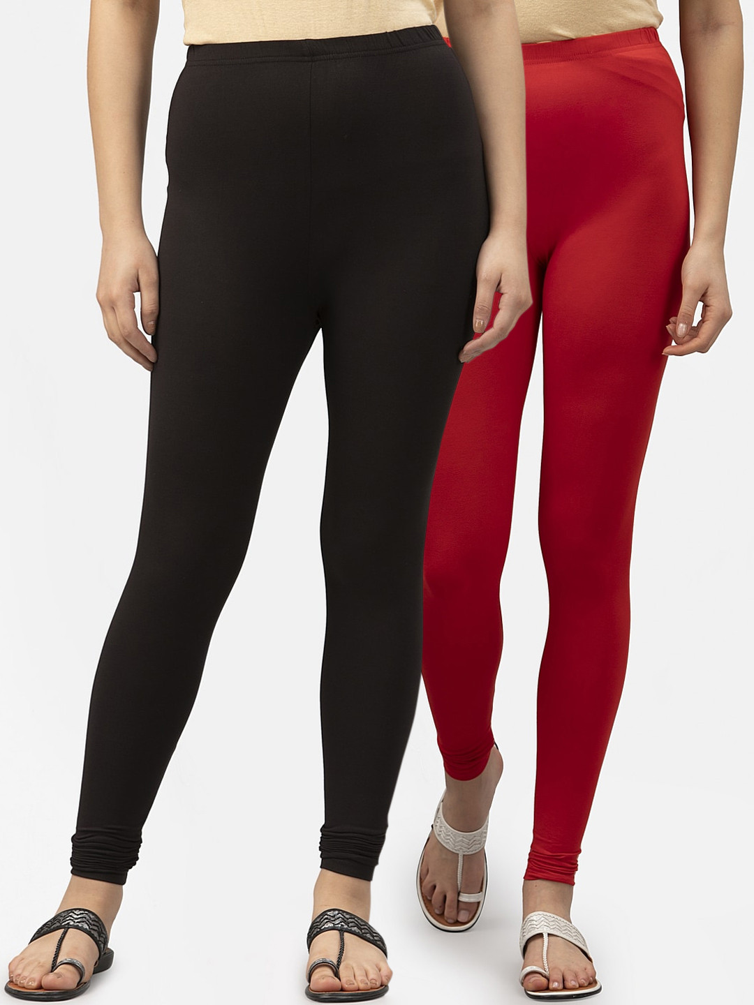 

Style Quotient Women Pack Of 2 Solid Ankle-Length Leggings, Black