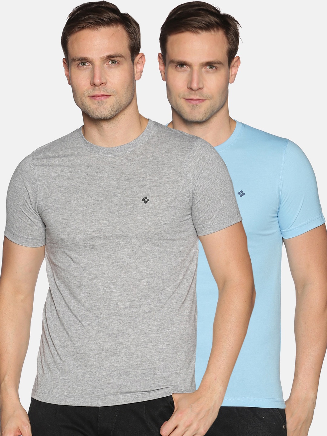 

Dollar Men Pack of 2 Solid Round Neck T-shirt, Multi