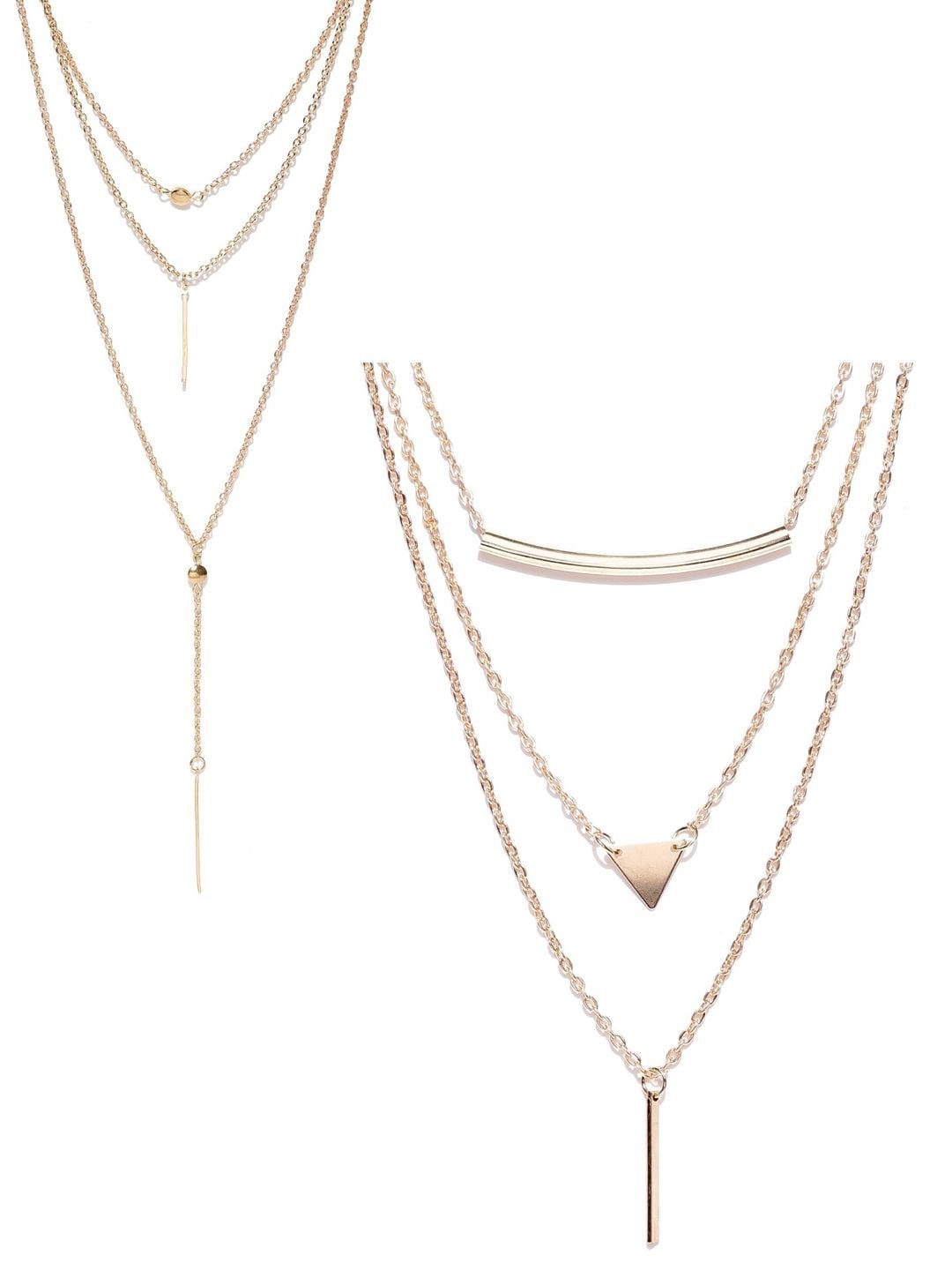 

OOMPH Gold-Toned Alloy Gold-Plated Layered Necklace Set of 2