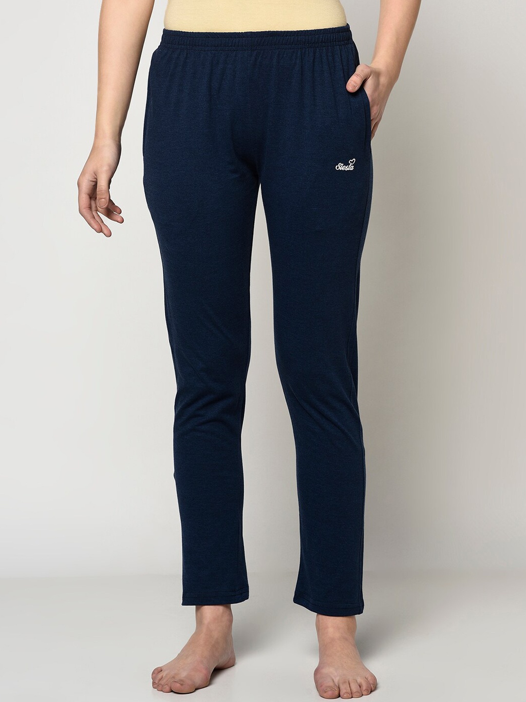 

FABNEST Women Navy Blue Solid Sustainable Lounge Pants