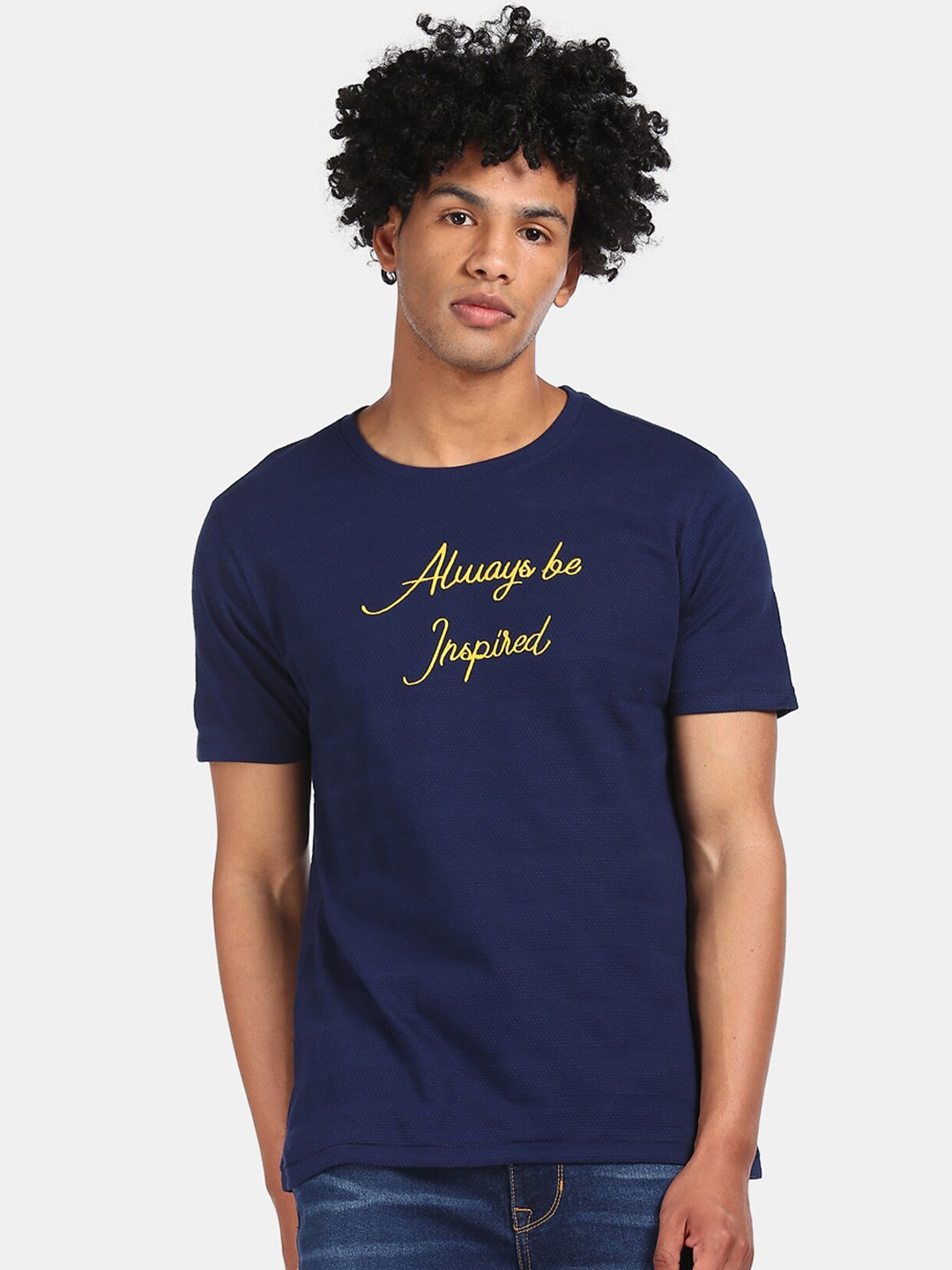 

Colt Men Blue Printed Round Neck Cotton Pure Cotton T-shirt