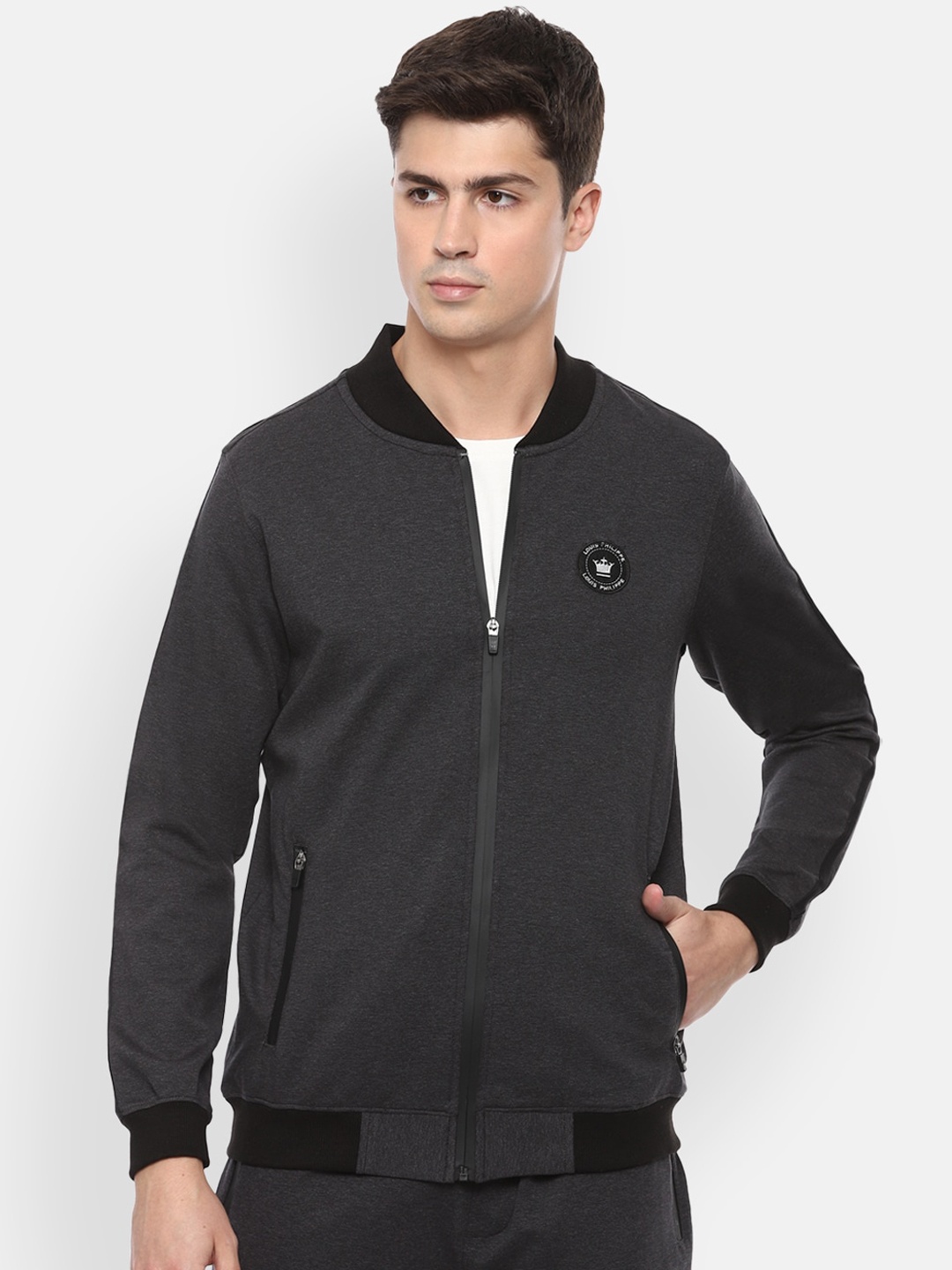 

Louis Philippe ATHPLAY Men Grey Solid Sweatshirt