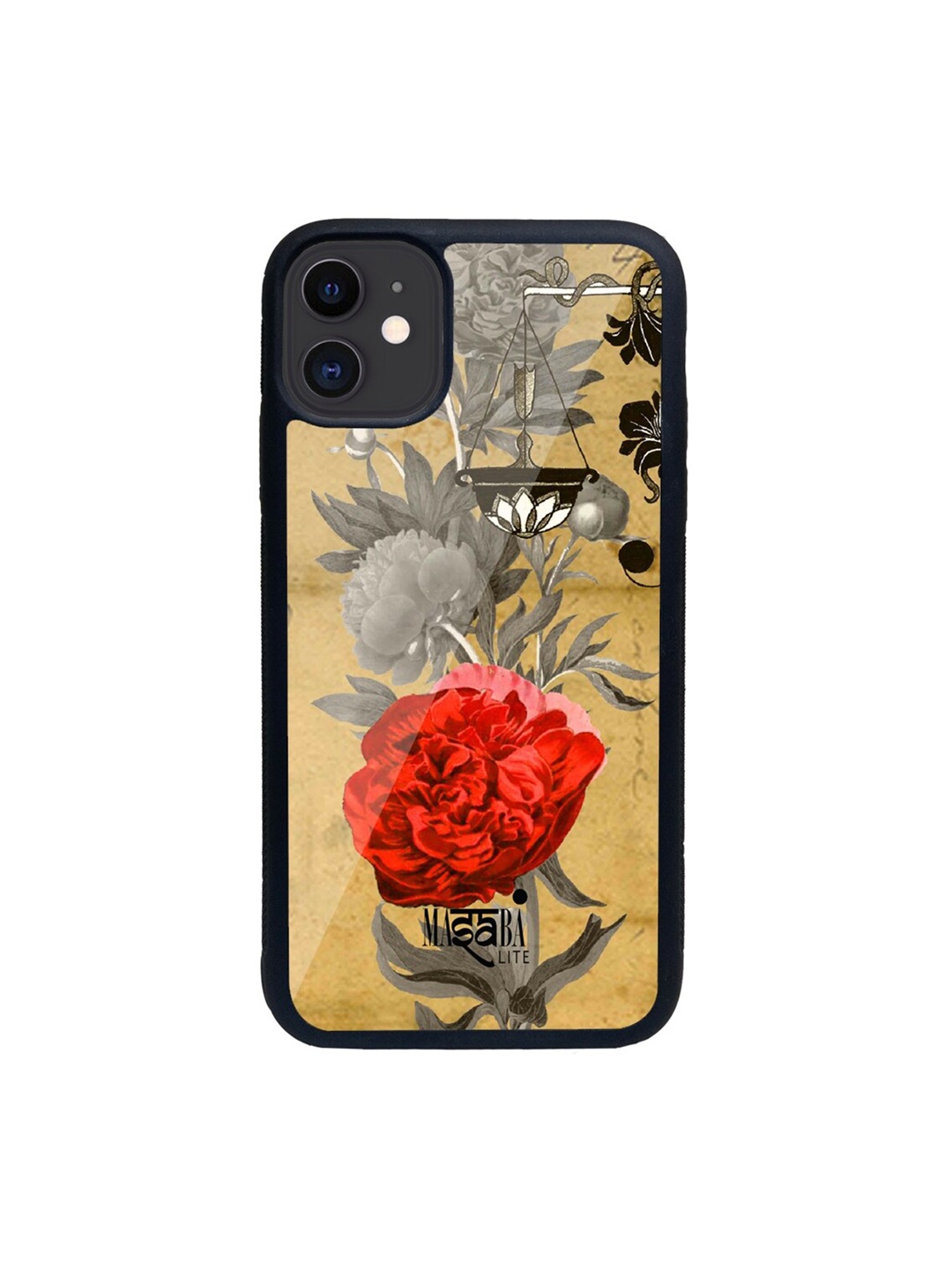 

macmerise Beige & Red Masaba Floral Scale Printed iPhone 11 Back Case