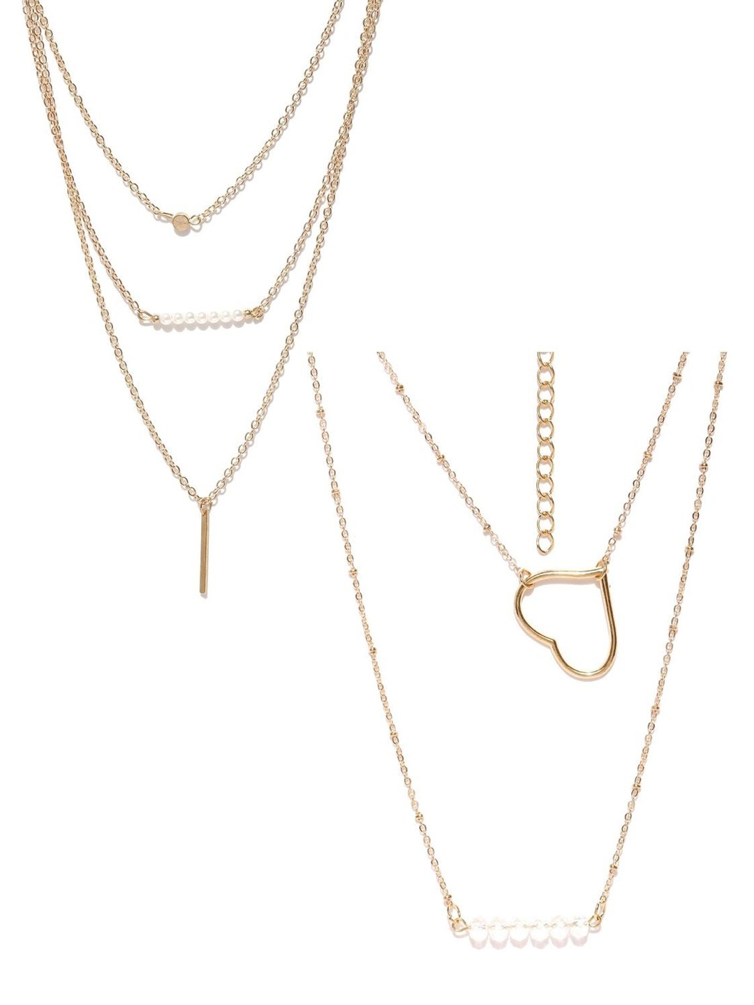

OOMPH Women Gold-Toned Alloy Layered Necklace Set of 2