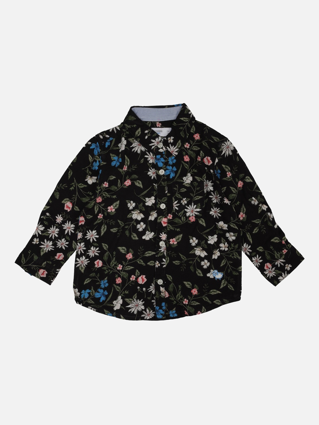 

ZERO THREE Boys Black & Green Regular Fit Printed Casual Shirt