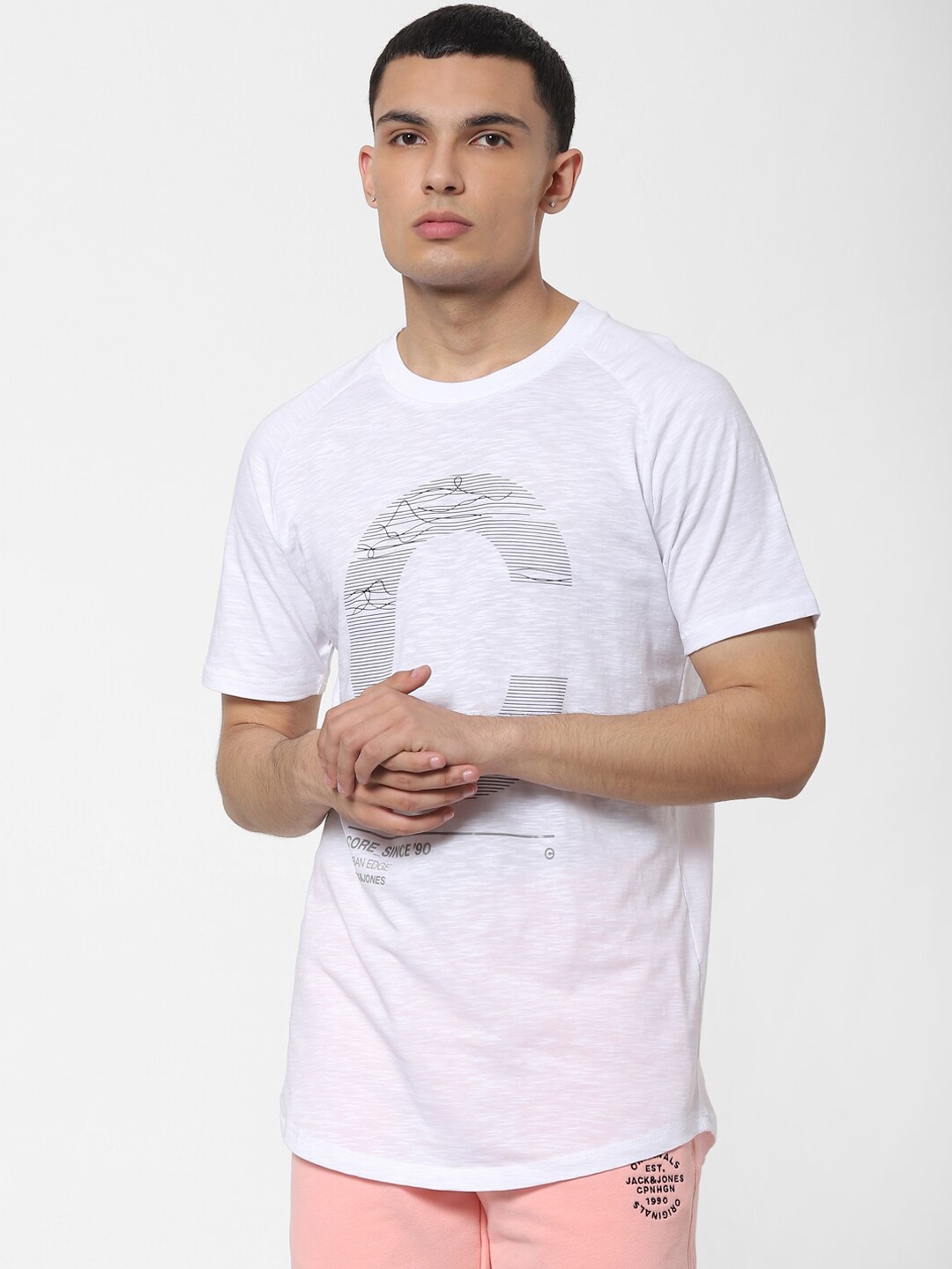 

Jack & Jones Men White Printed Round Neck T-shirt