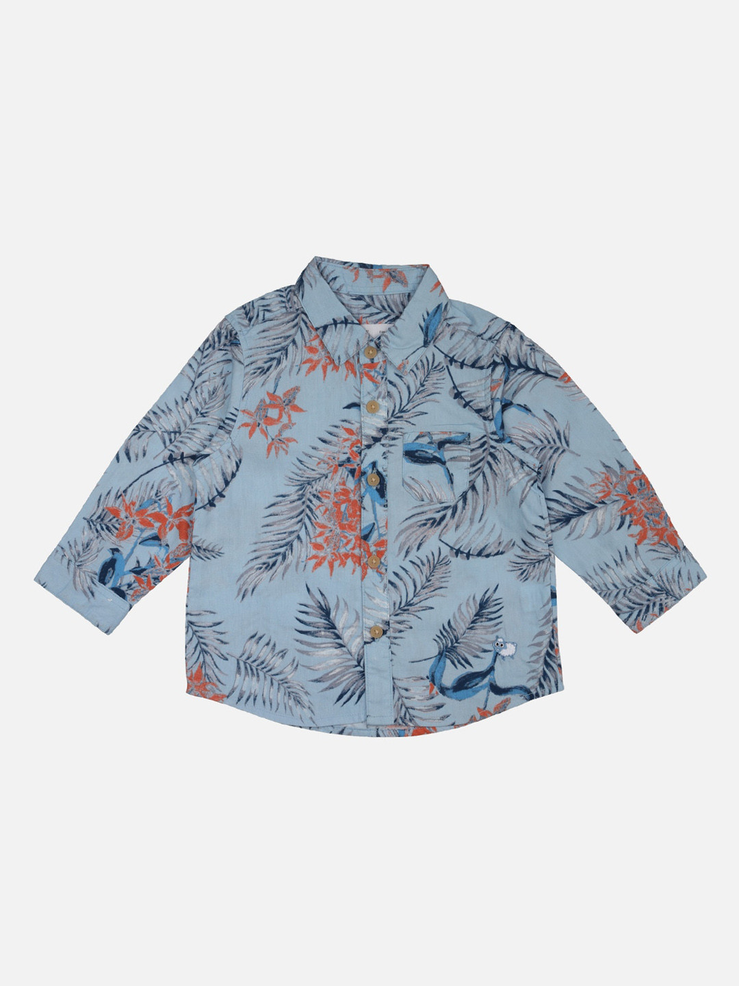 

ZERO THREE Boys Blue & Orange Regular Fit Printed Casual Shirt