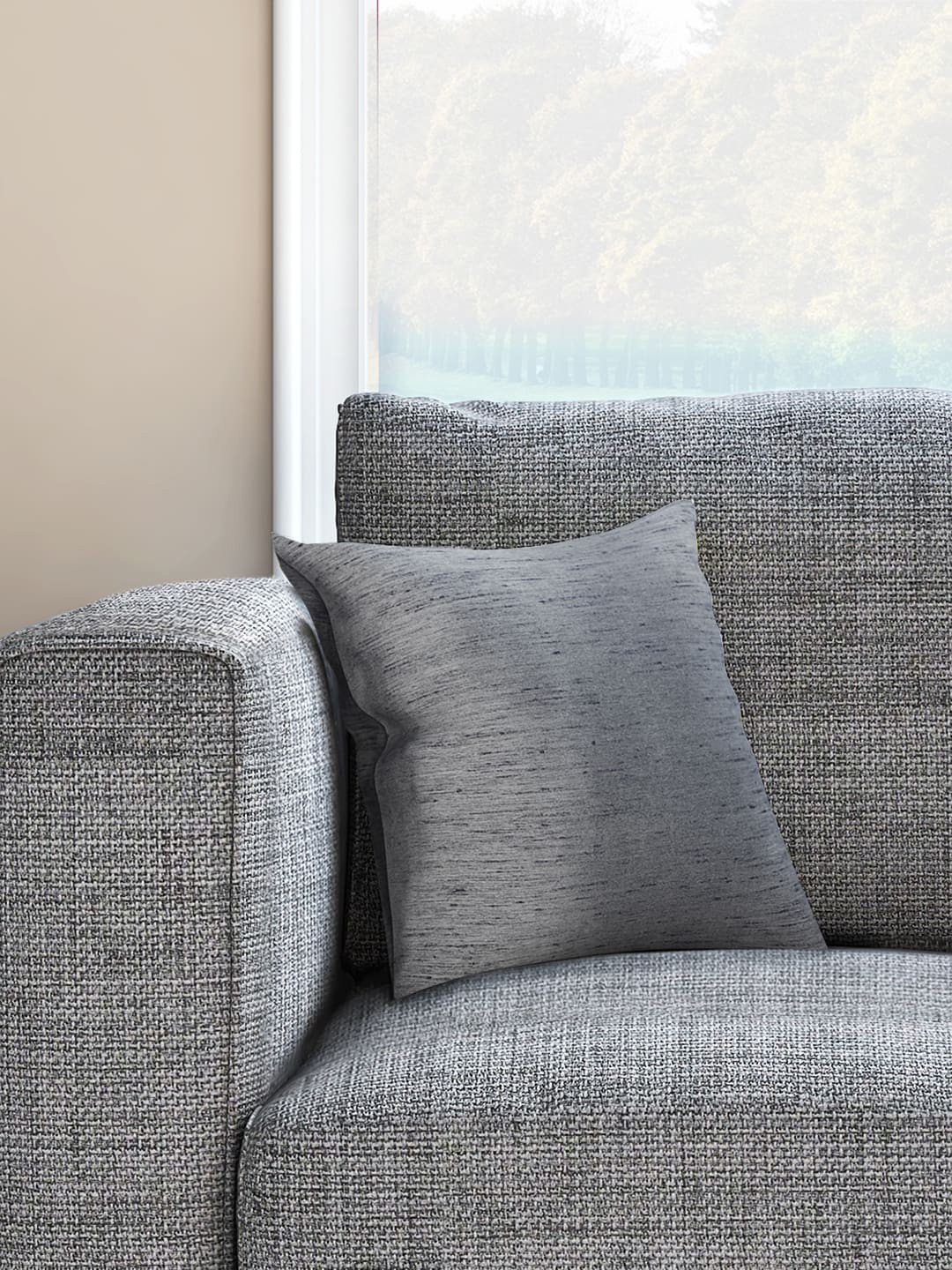 

Living scapes by Pantaloons Silver-Toned Set of Single Solid Square Cushion Covers