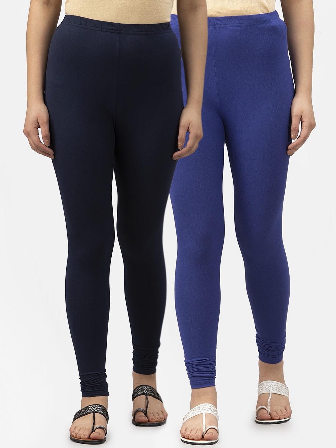 

Style Quotient Women Pack Of 2 Solid Ankle-Length Leggings, Navy blue