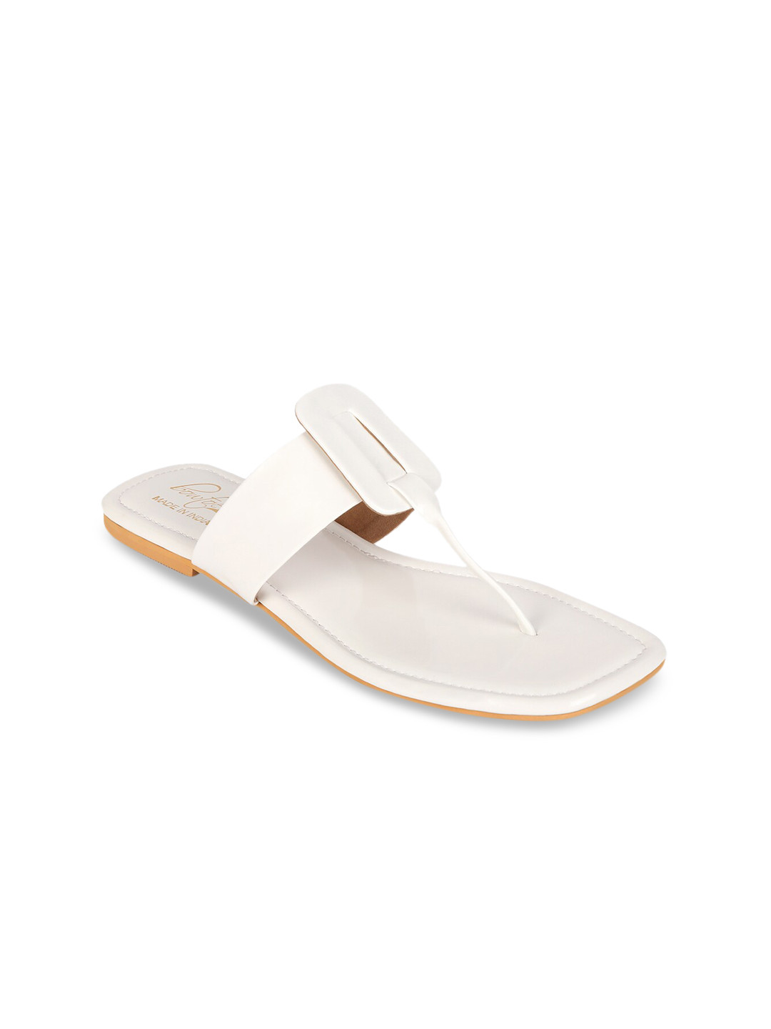 

Bowtoes Women White Solid T-Strap Flats