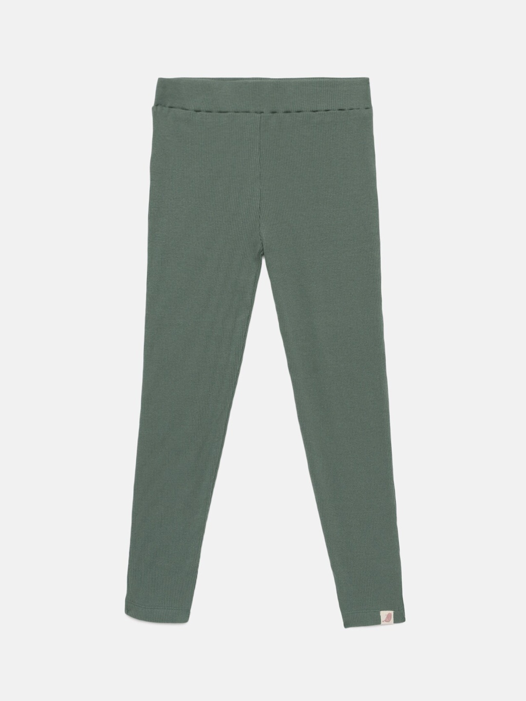 

SOFIE & SAM Girls Green Solid Sustainable Organic Cotton Ankle-Length Leggings