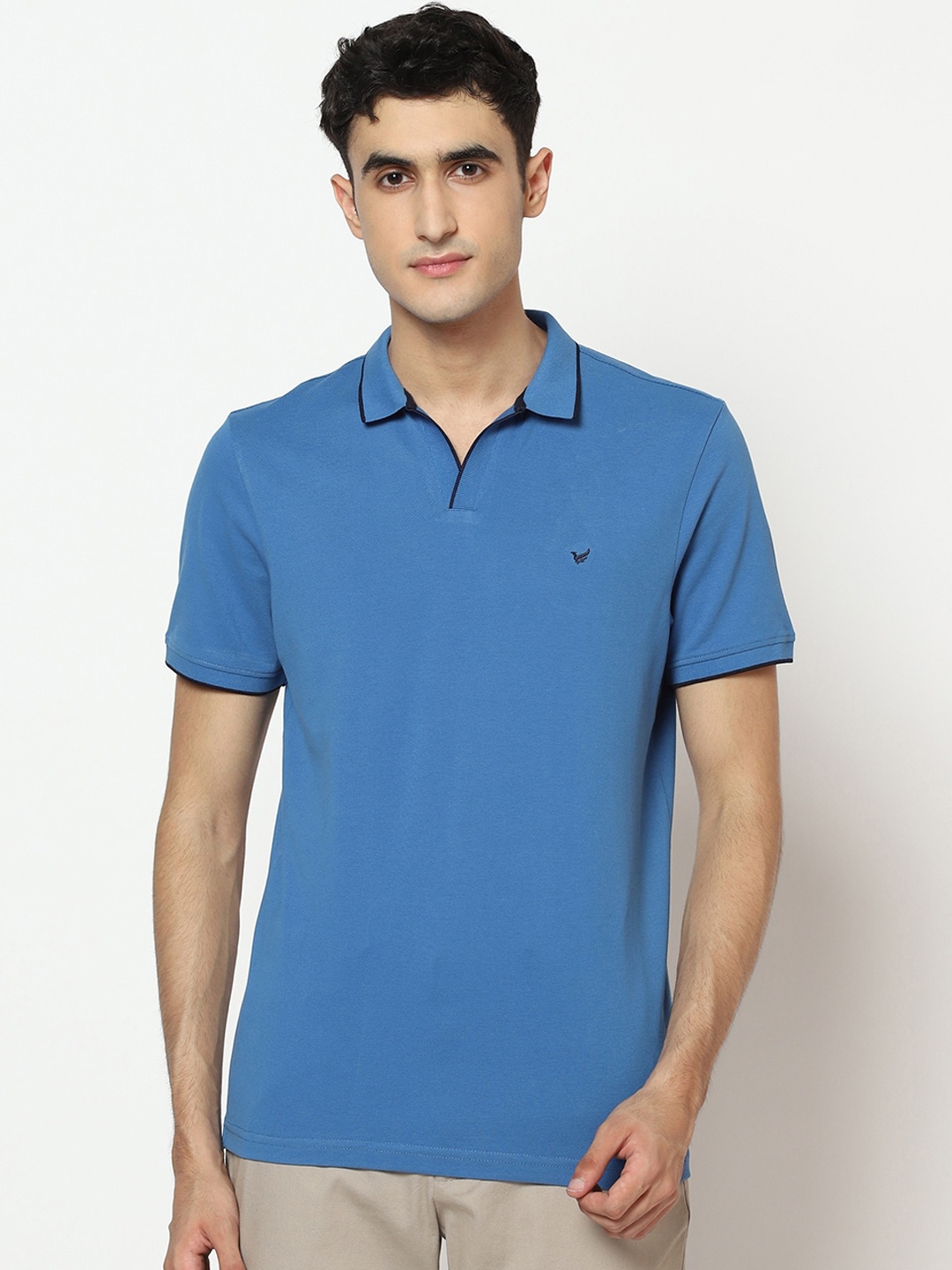 

Blackberrys Men Blue Solid Polo Collar T-shirt