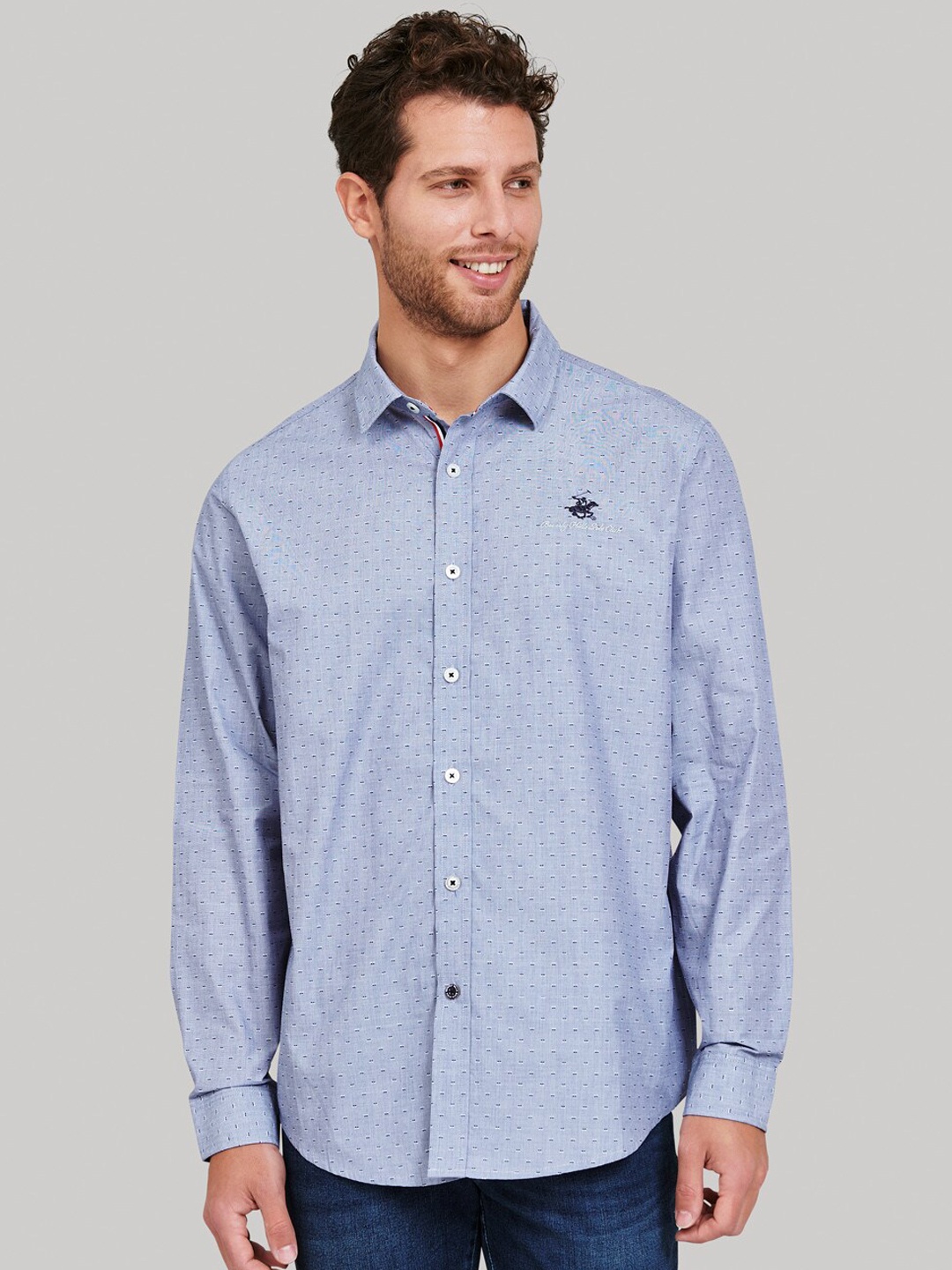 

Beverly Hills Polo Club Men Navy Blue Regular Fit Printed Casual Shirt