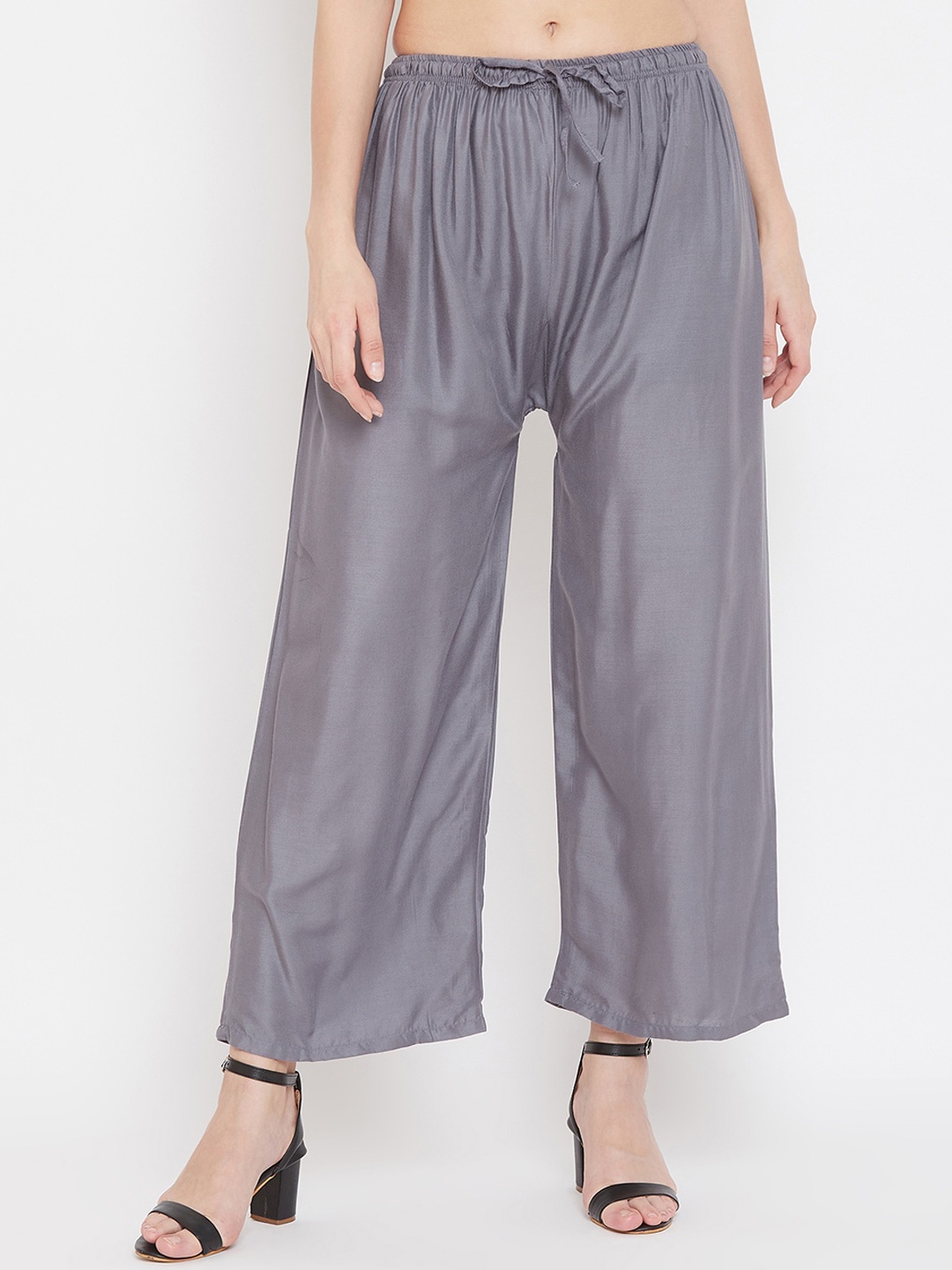 Clora Creation Women Grey Solid Straight Palazzos
