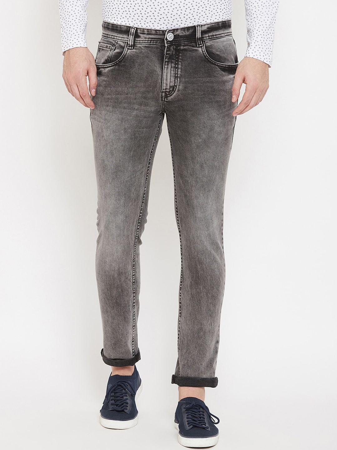 Crimsoune Club Men Grey Slim Fit Mid-Rise Clean Look Jeans