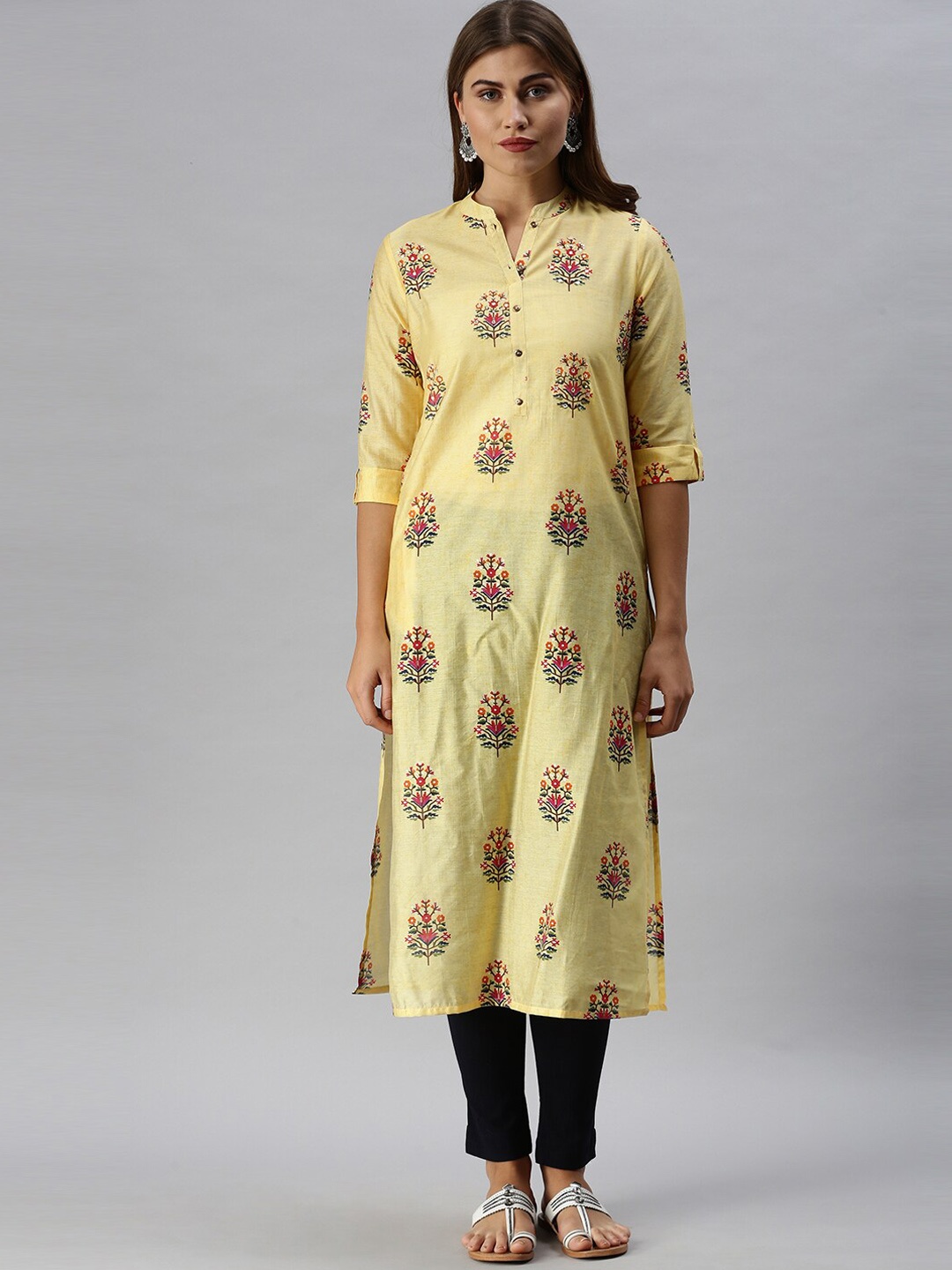 

Soch Women Yellow Floral Printed Kurta