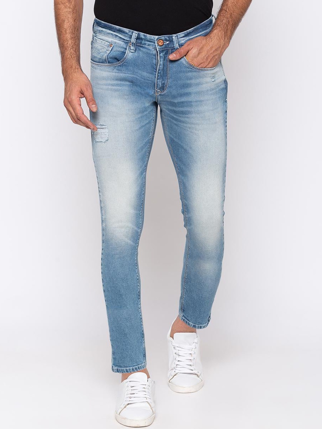 

SPYKAR Men Blue Slim Fit Mid-Rise Low Distress Jeans