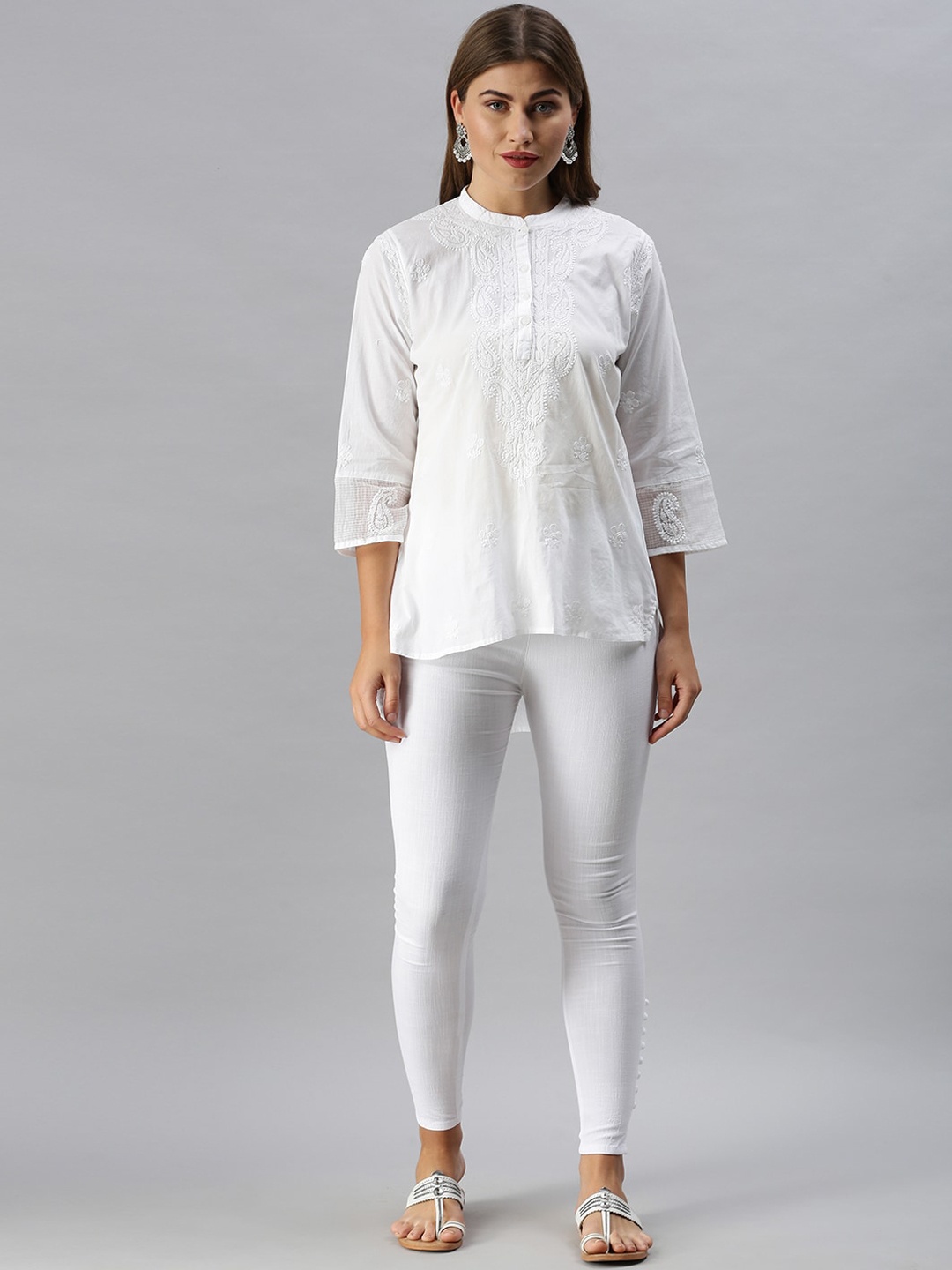 

Soch Women White Embroidered Tunic