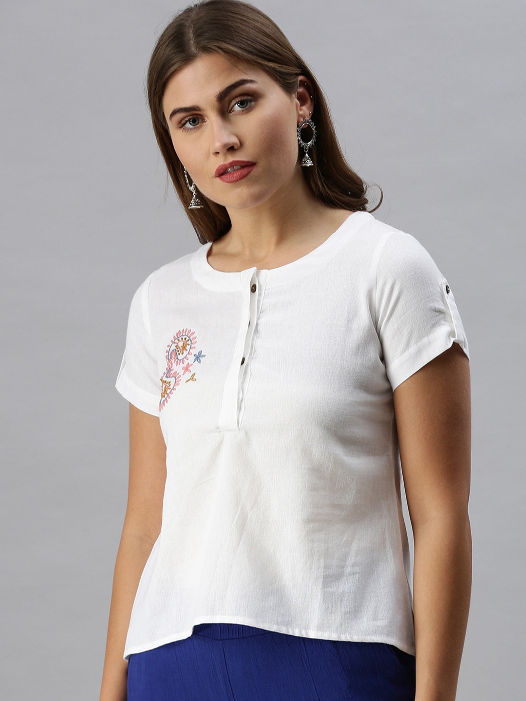 

Soch White Pure Cotton High-Low Top