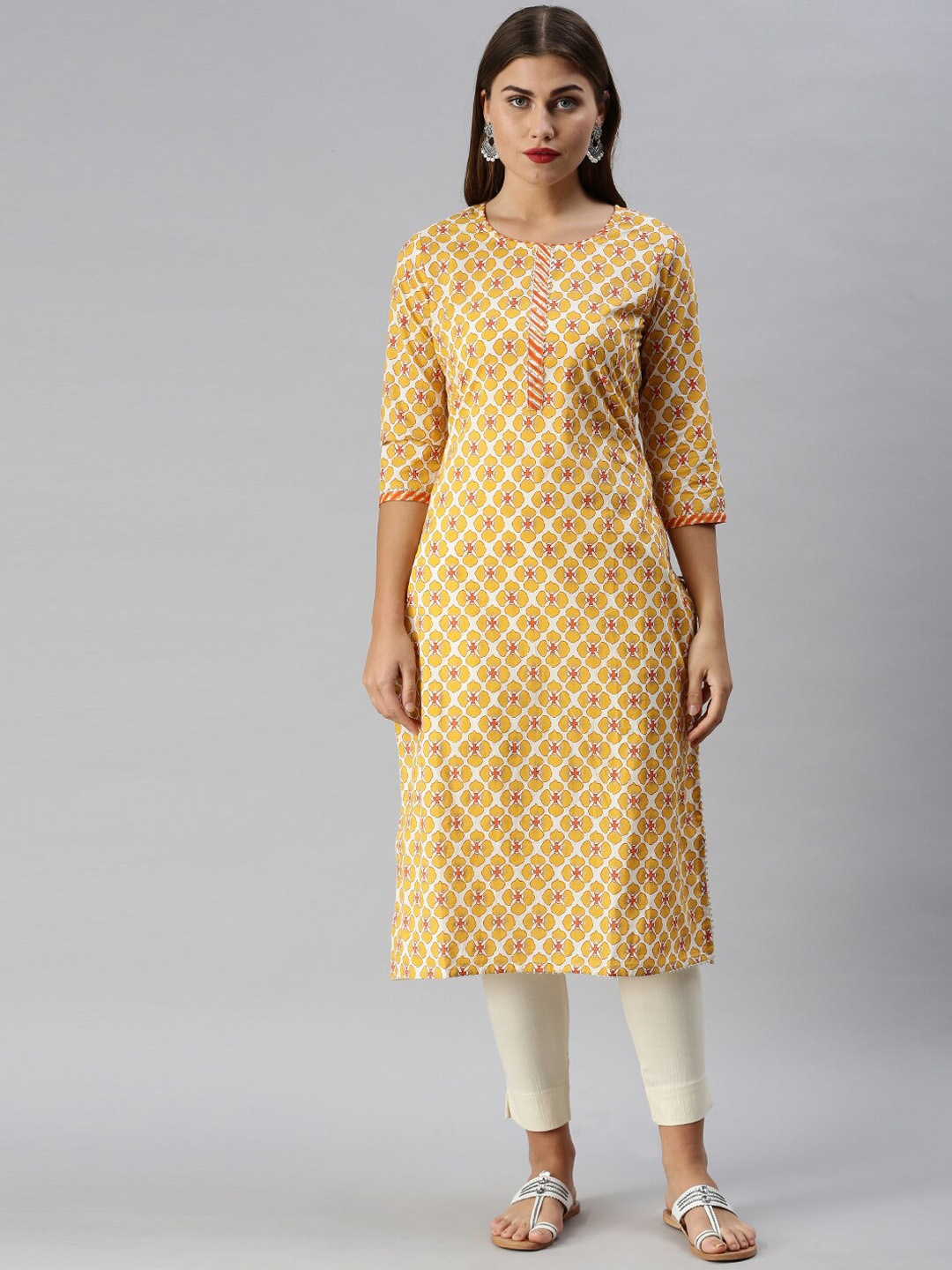 

Soch Women Off White & Yellow Printed Kurta