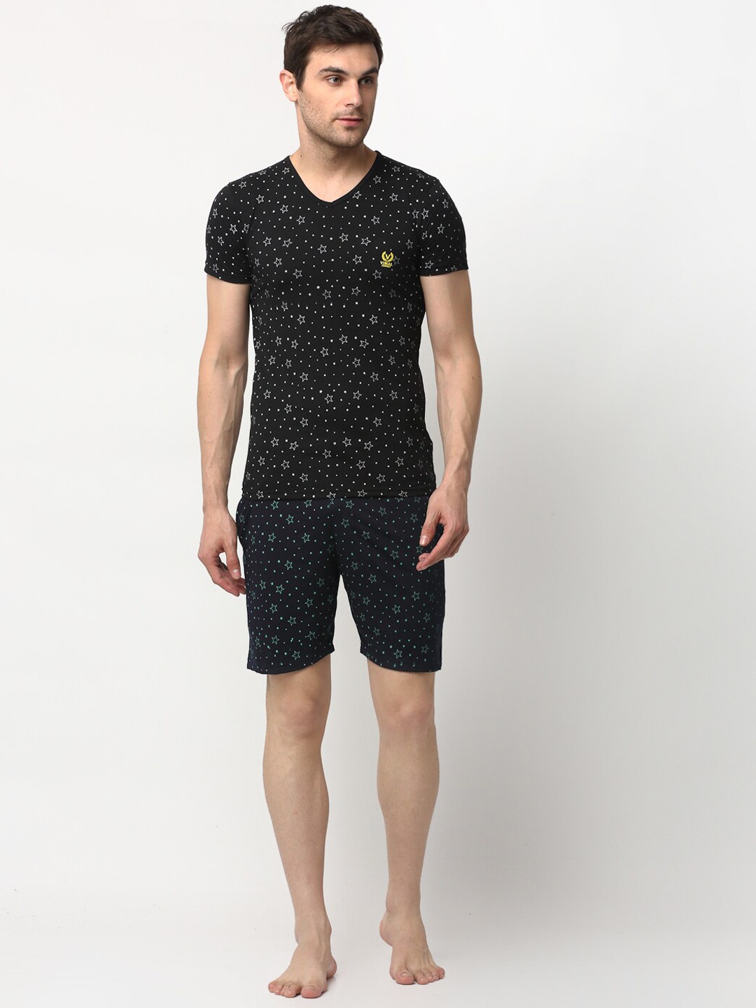 VIMAL JONNEY Men Black & Navy Blue Printed Night Suit