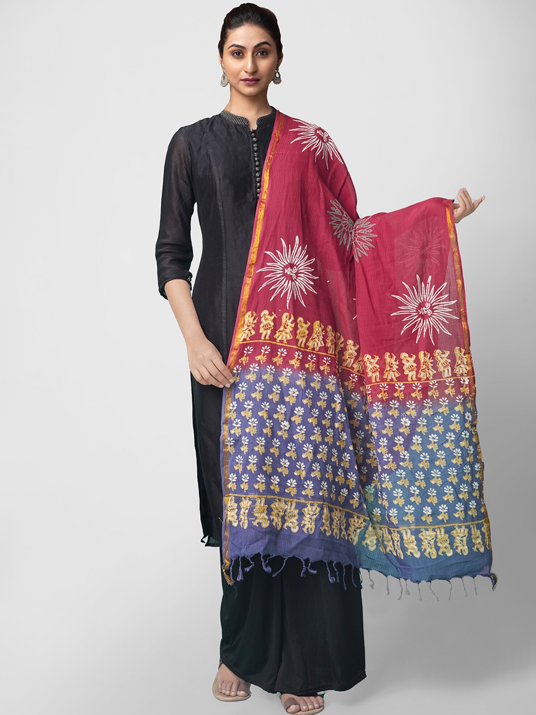 

Unnati Silks Maroon & Purple Printed Dupatta