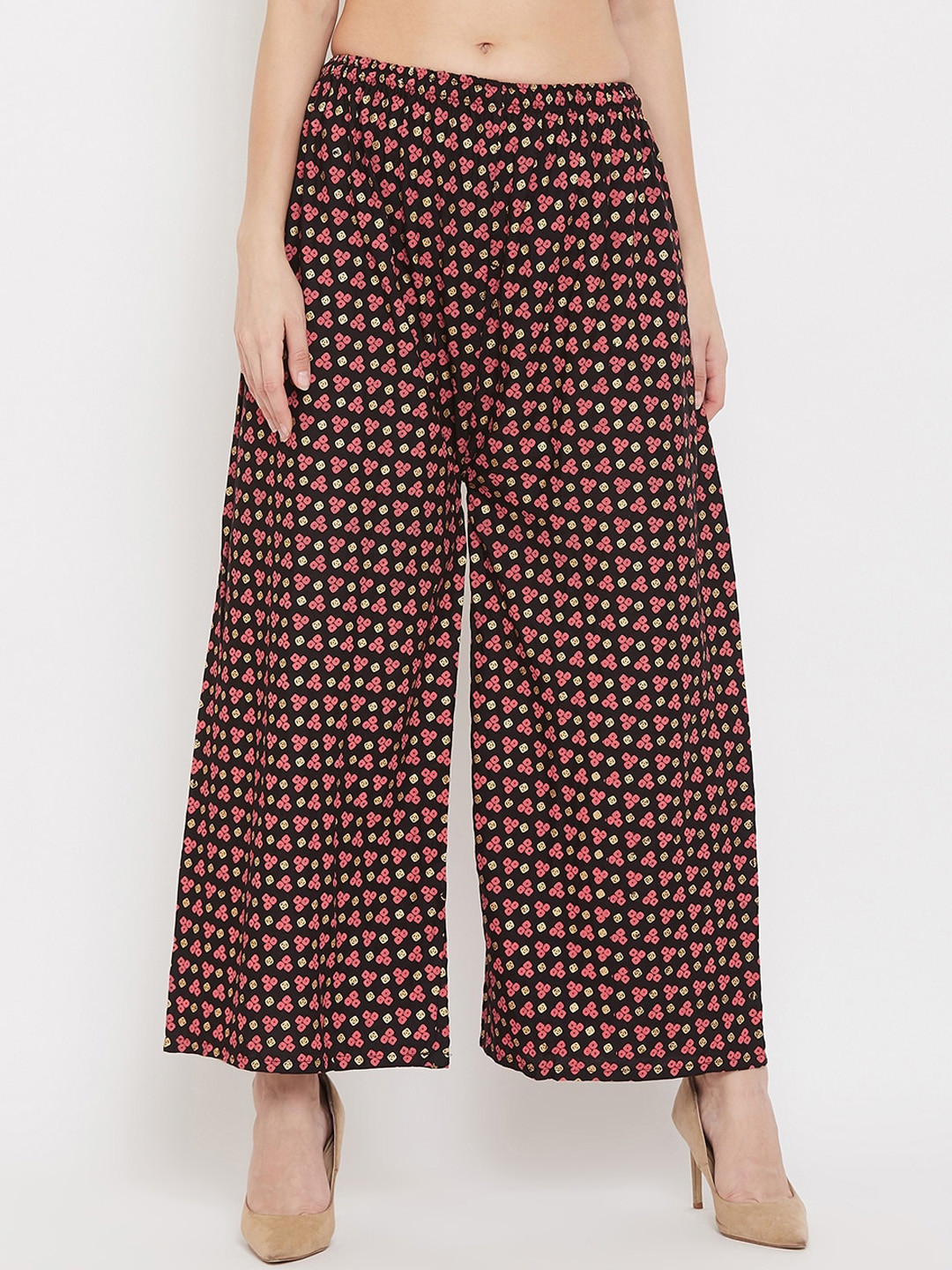 

Clora Creation Women Black & Pink Printed Straight Palazzos