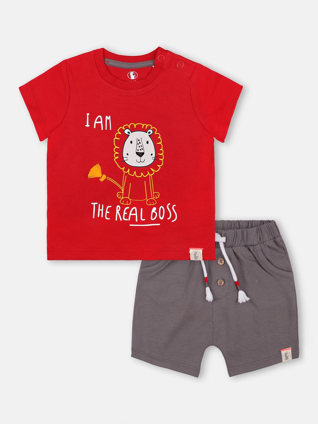

Babysafe Boys Red & Grey Printed T-shirt with Shorts