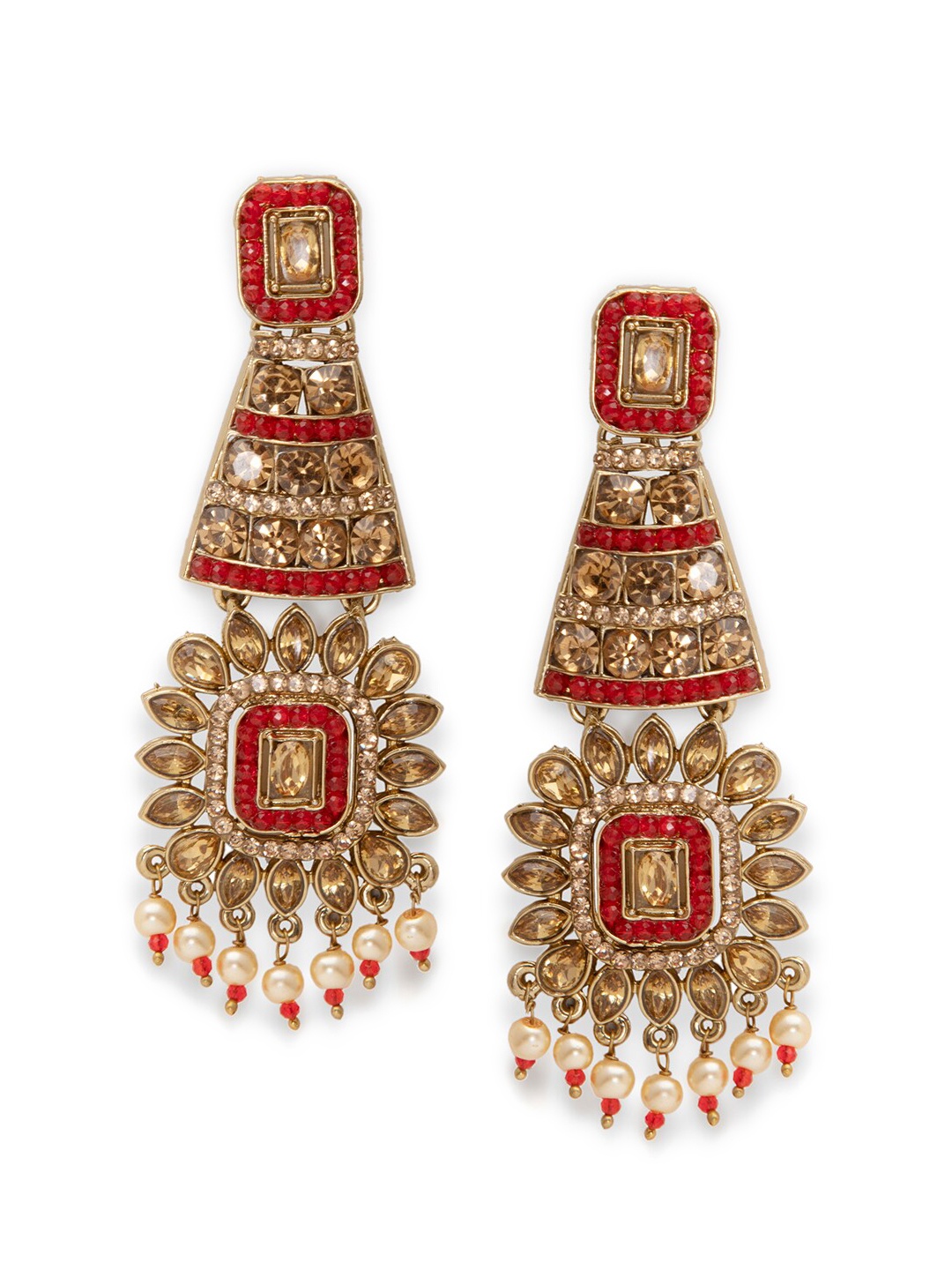 

Rangriti Red Contemporary Drop Earrings