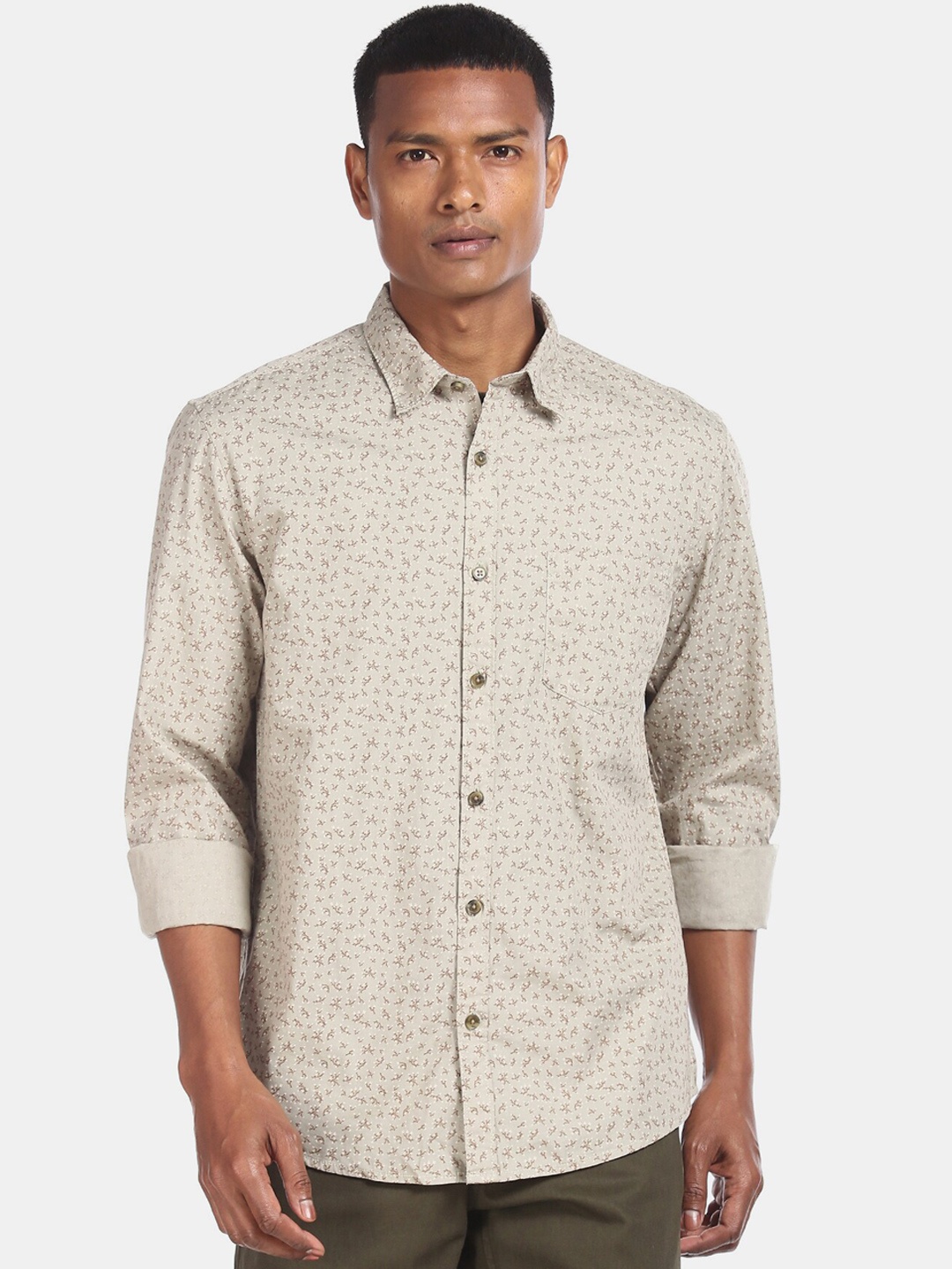 

Ruggers Men Grey Regular Fit Printed Casual Shirt