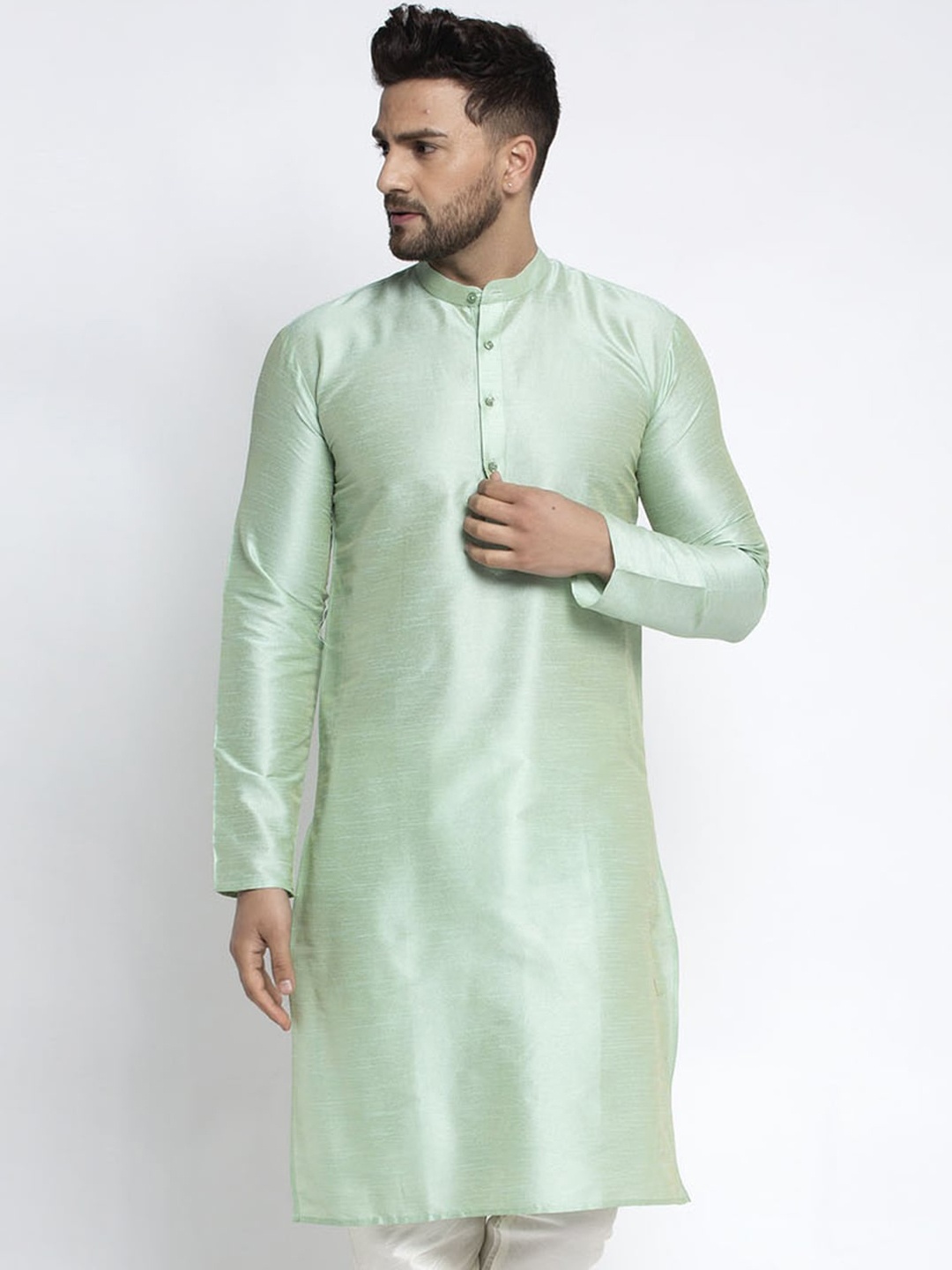 

Jompers Men Green Dupion Silk Kurta
