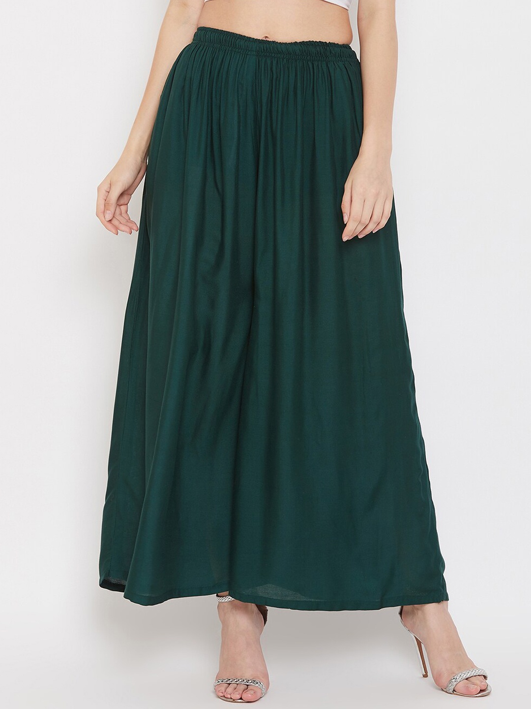

Clora Creation Women Teal Solid Flared Palazzos