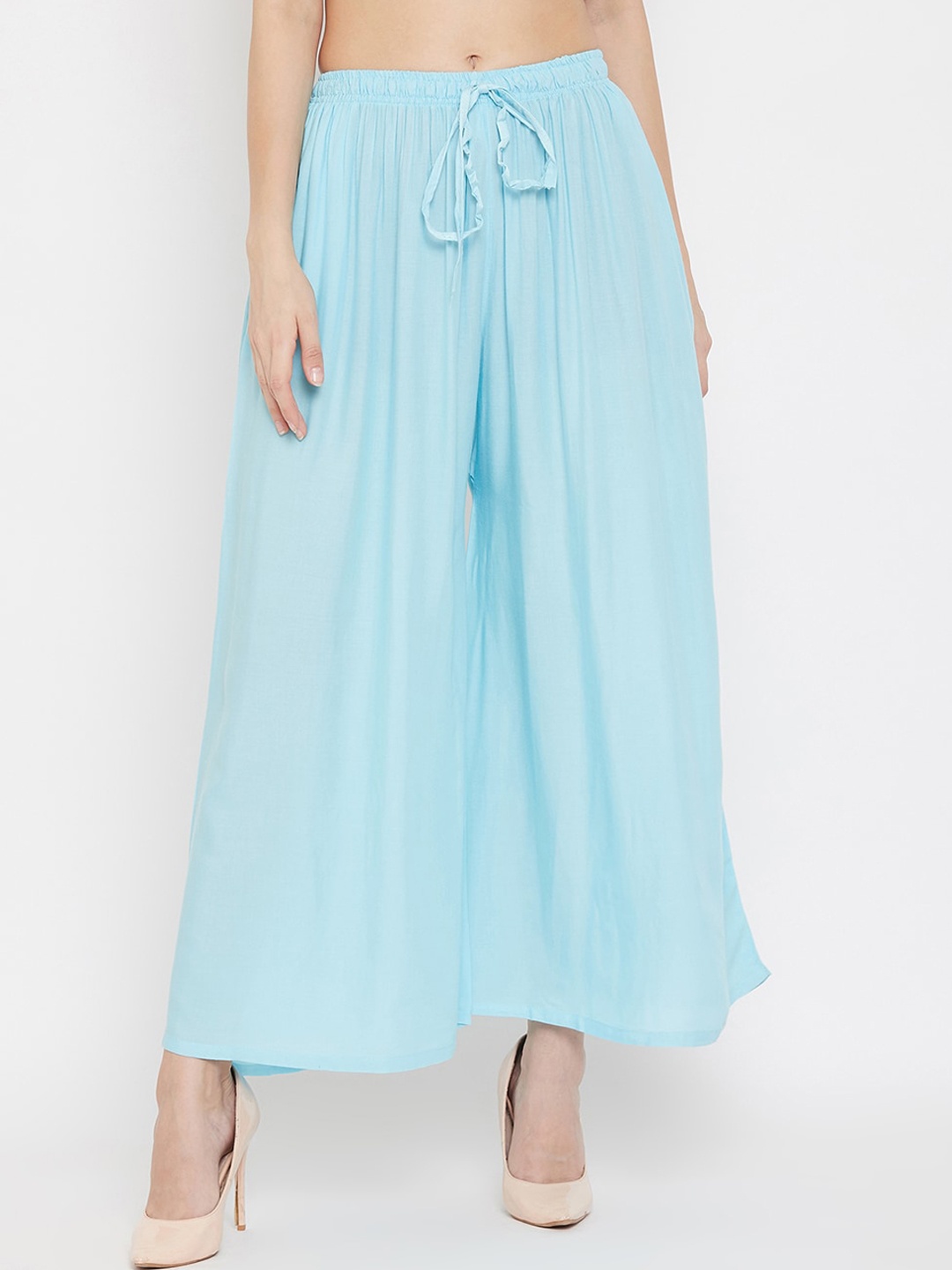 

Clora Creation Women Turquoise Blue Solid Flared Palazzos