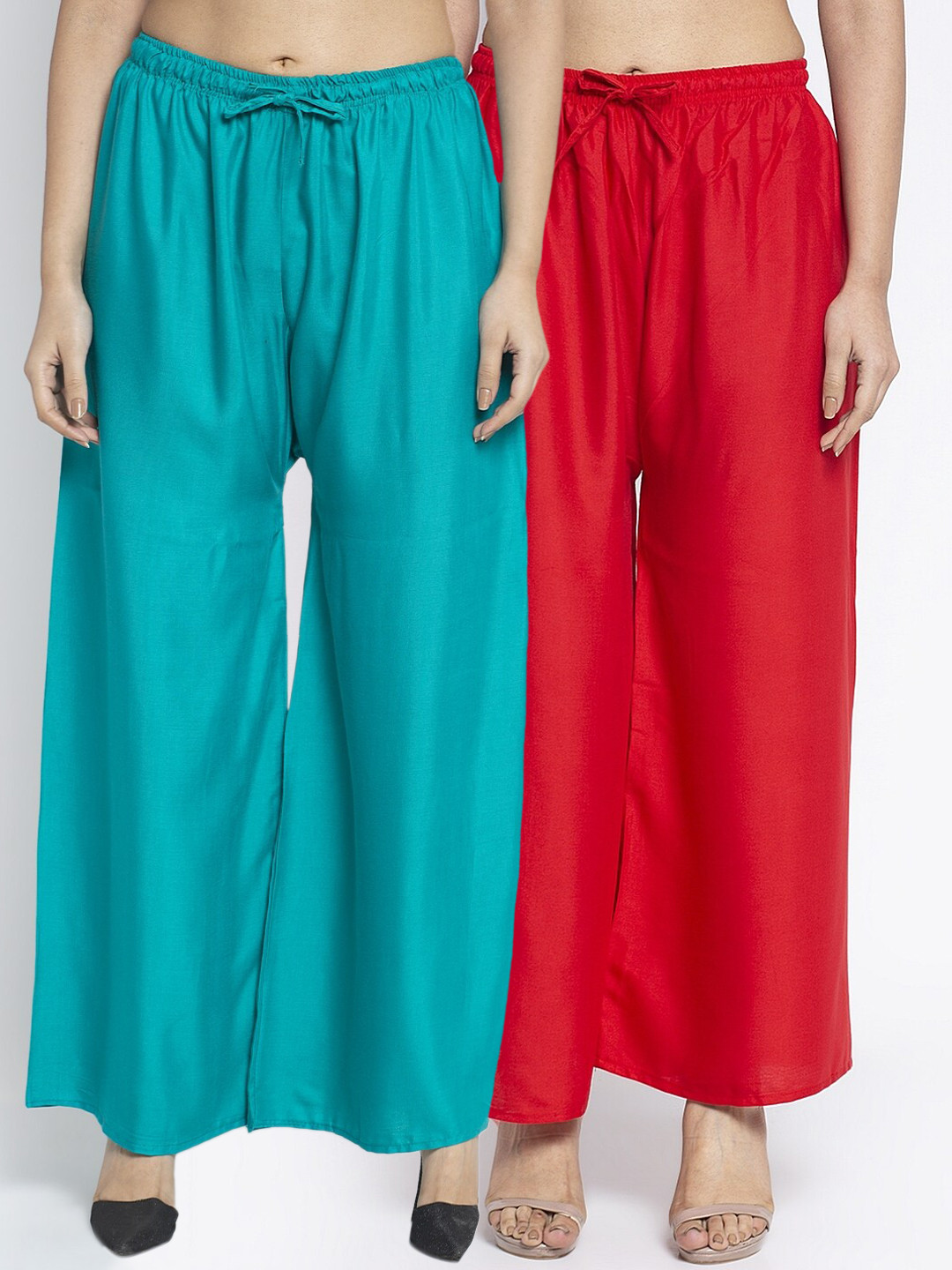 

GRACIT Women Red & Blue Solid Flared Palazzos