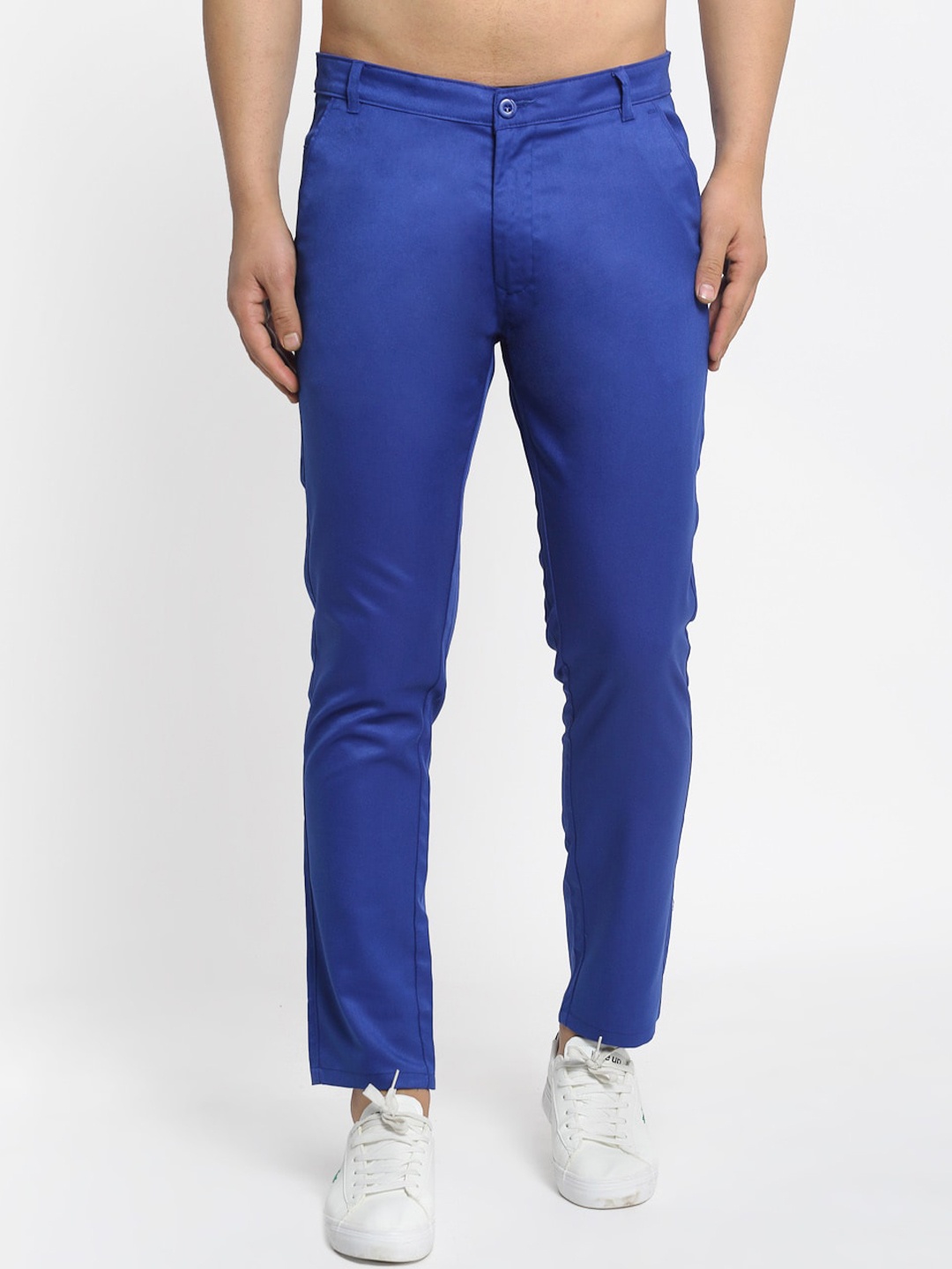 

JAINISH Men Blue Slim Fit Solid Regular Trousers