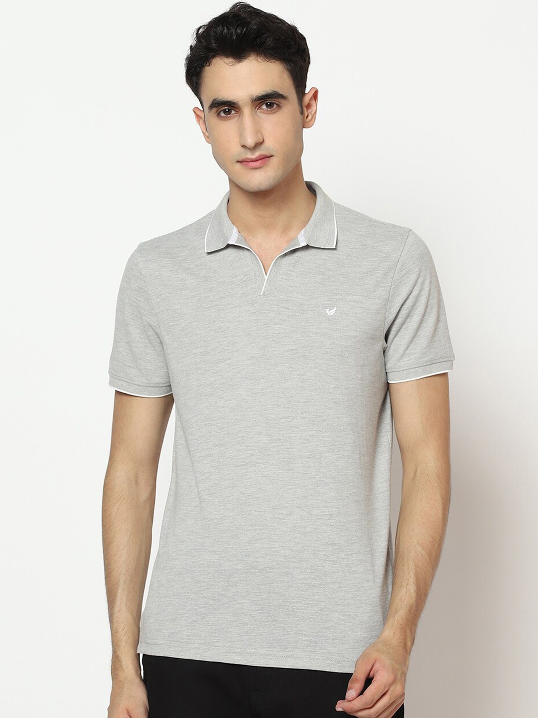 

Blackberrys Men Grey Polo Collar Slim Fit T-shirt