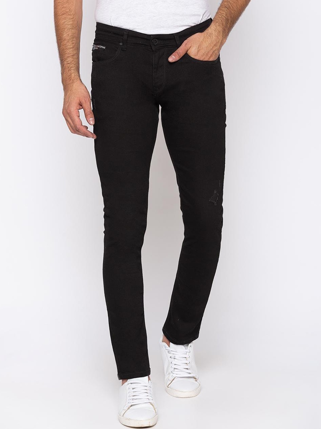 

SPYKAR Men Black Slim Fit Low-Rise Low Distress Jeans