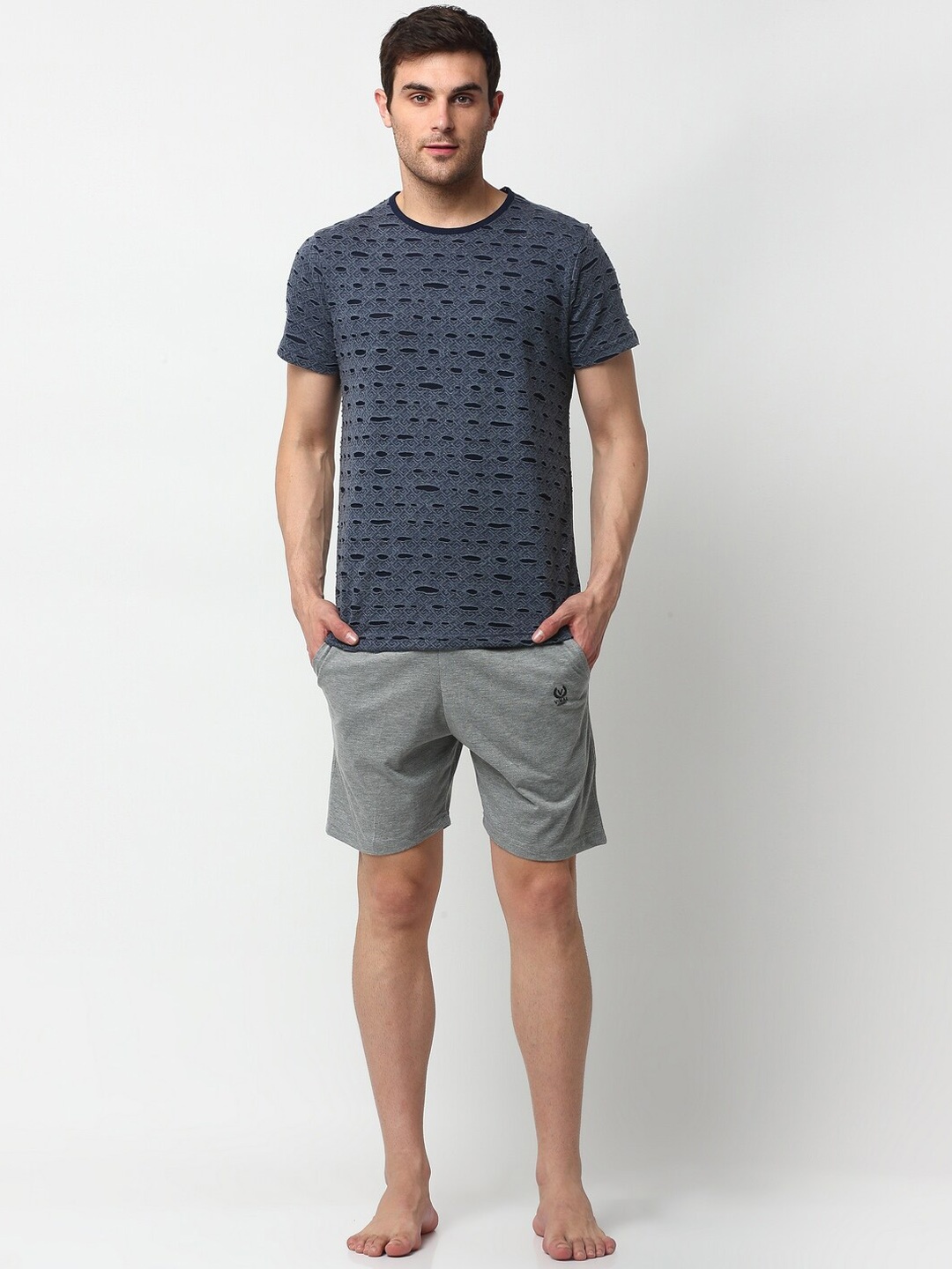 

VIMAL JONNEY Men Blue & Grey Solid Night Suit T_KF_NVY_N9_MLG_02