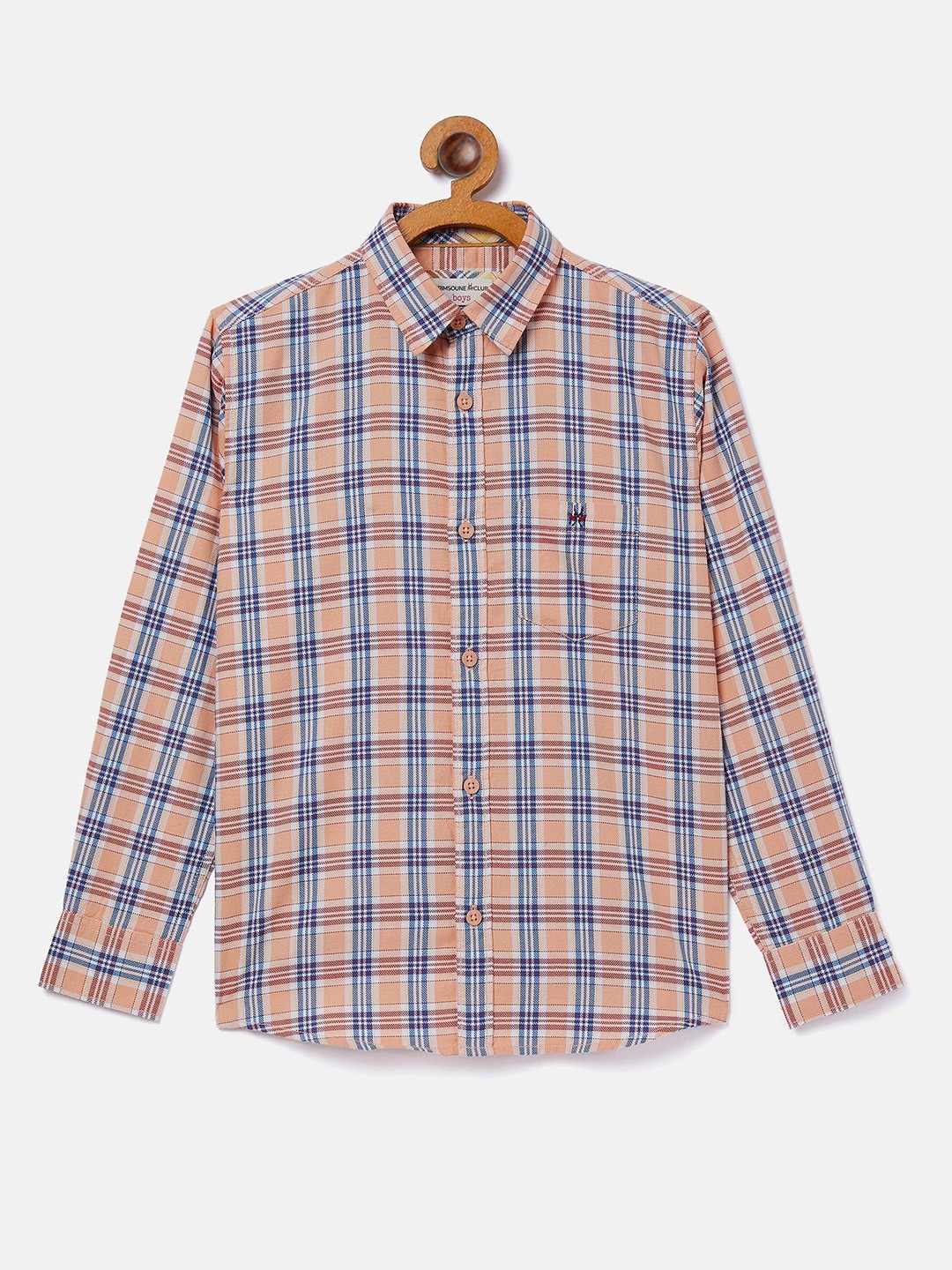 

Crimsoune Club Boys Pink Slim Fit Checked Casual Shirt