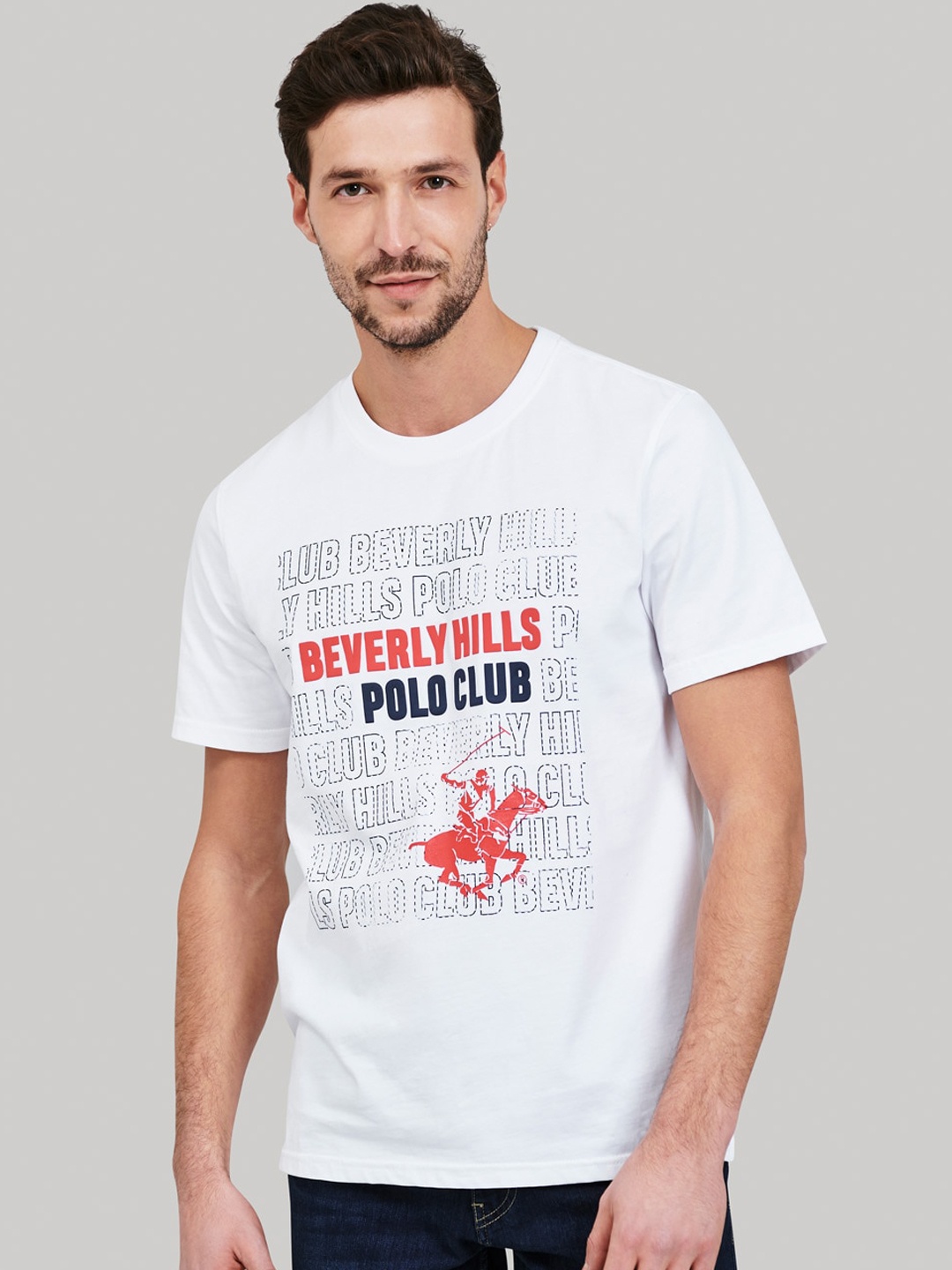 

Beverly Hills Polo Club Men White Printed Round Neck T-shirt