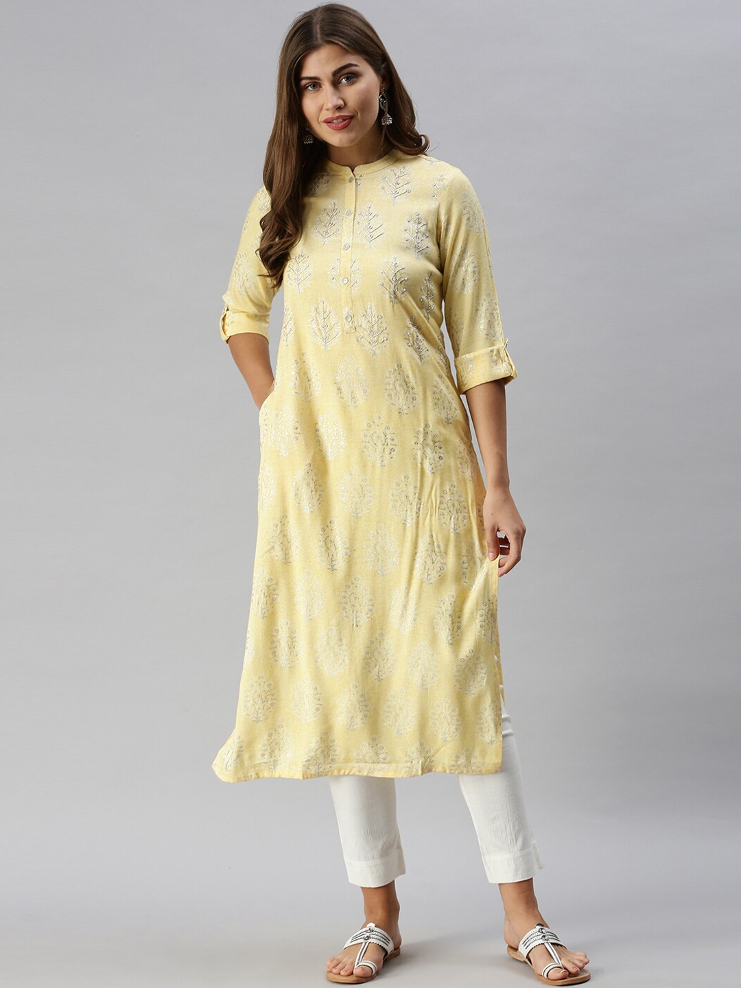 

Soch Women Yellow Floral Embroidered Floral Kurta