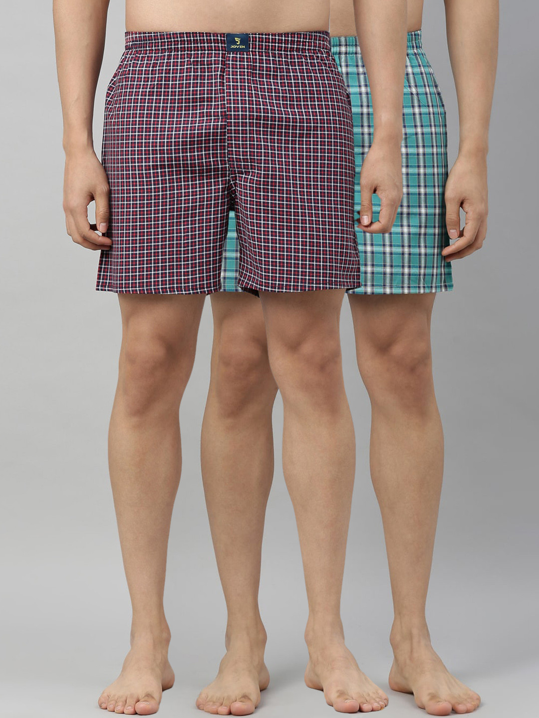 

Joven Men Pack of 2 Checked Boxers, Red