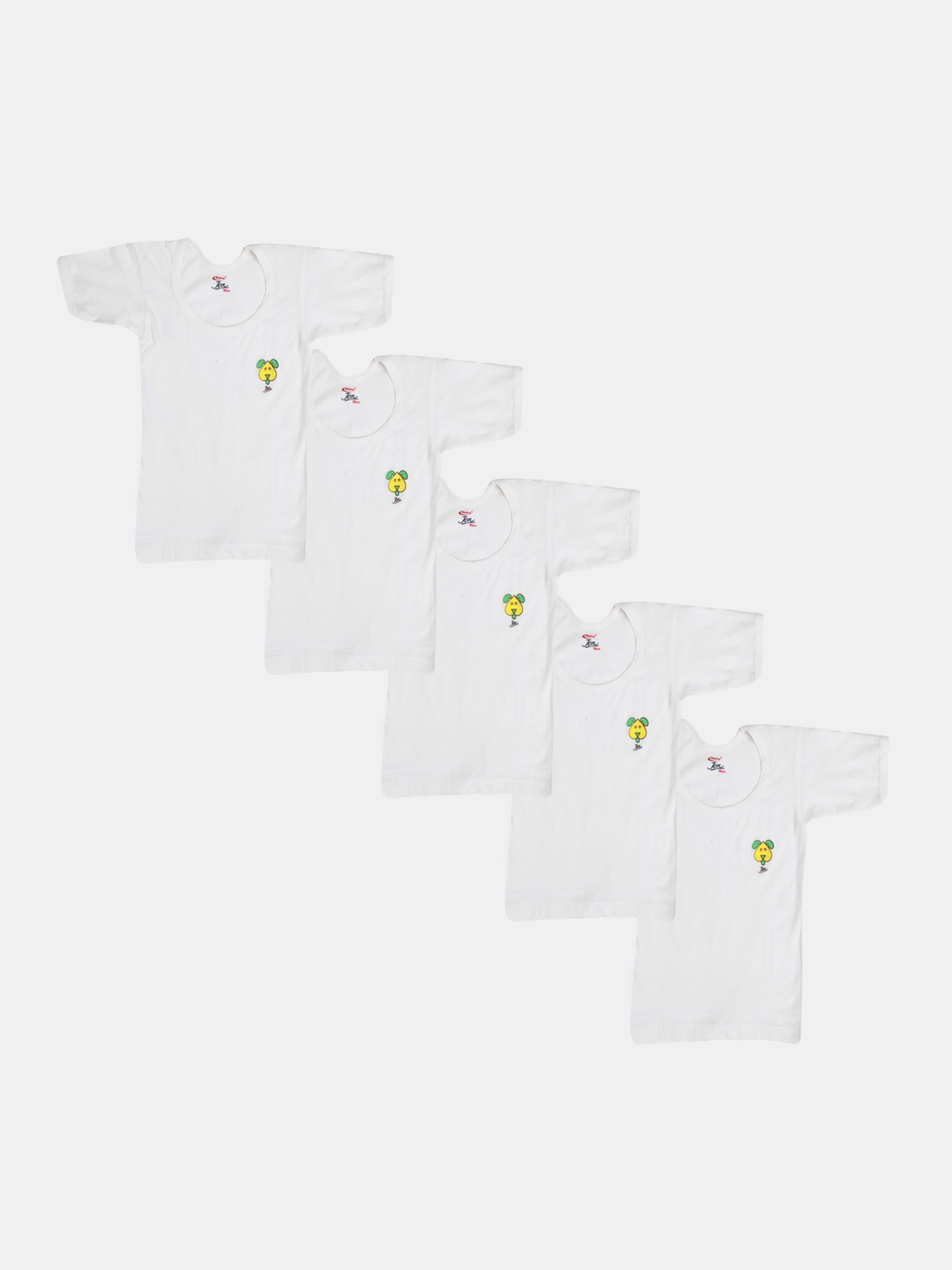 

Rupa Jon Boys Pack Of 5 White Solid Innerwear Vests