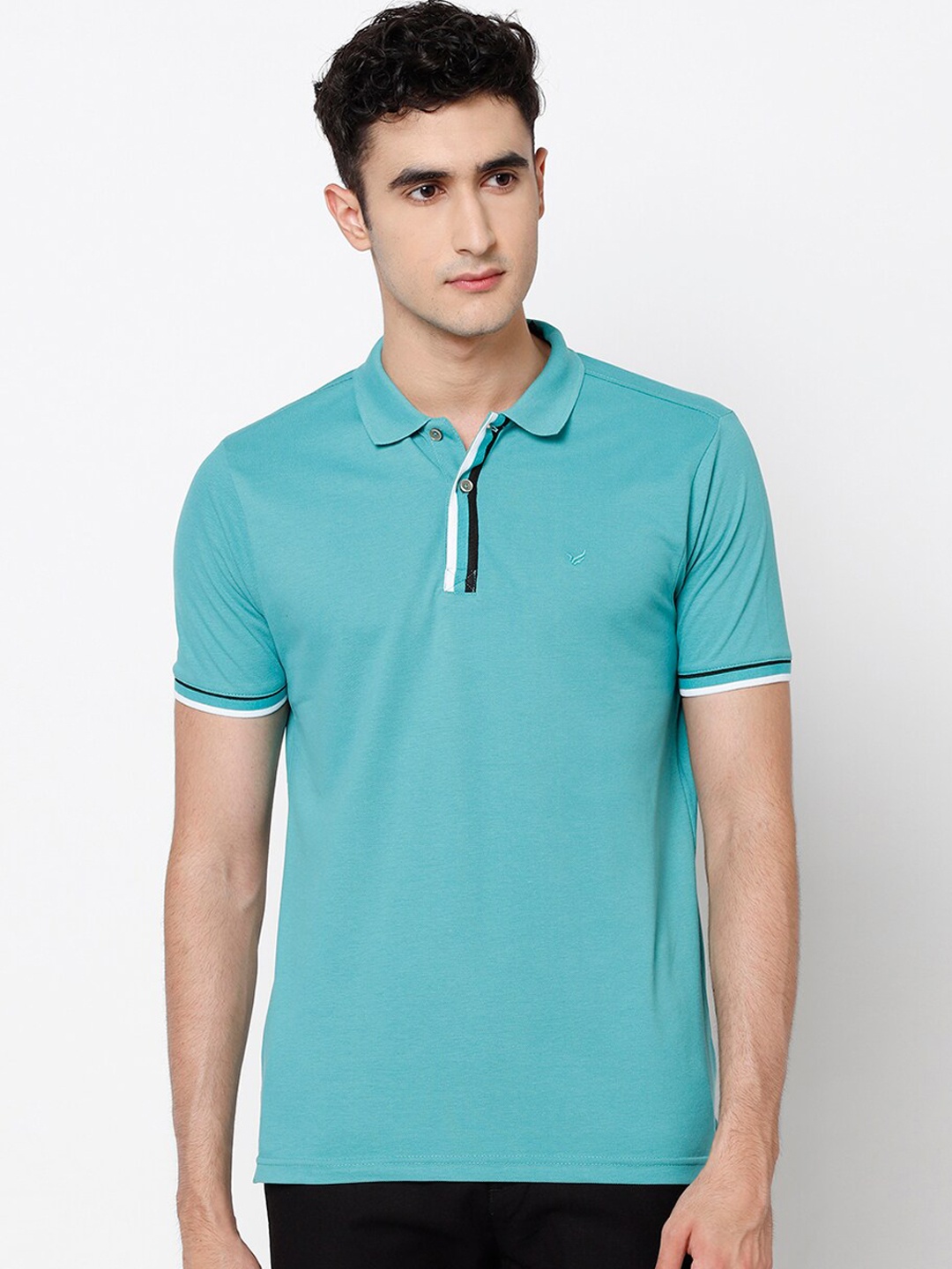 

Blackberrys Men Green Solid Polo Collar T-shirt
