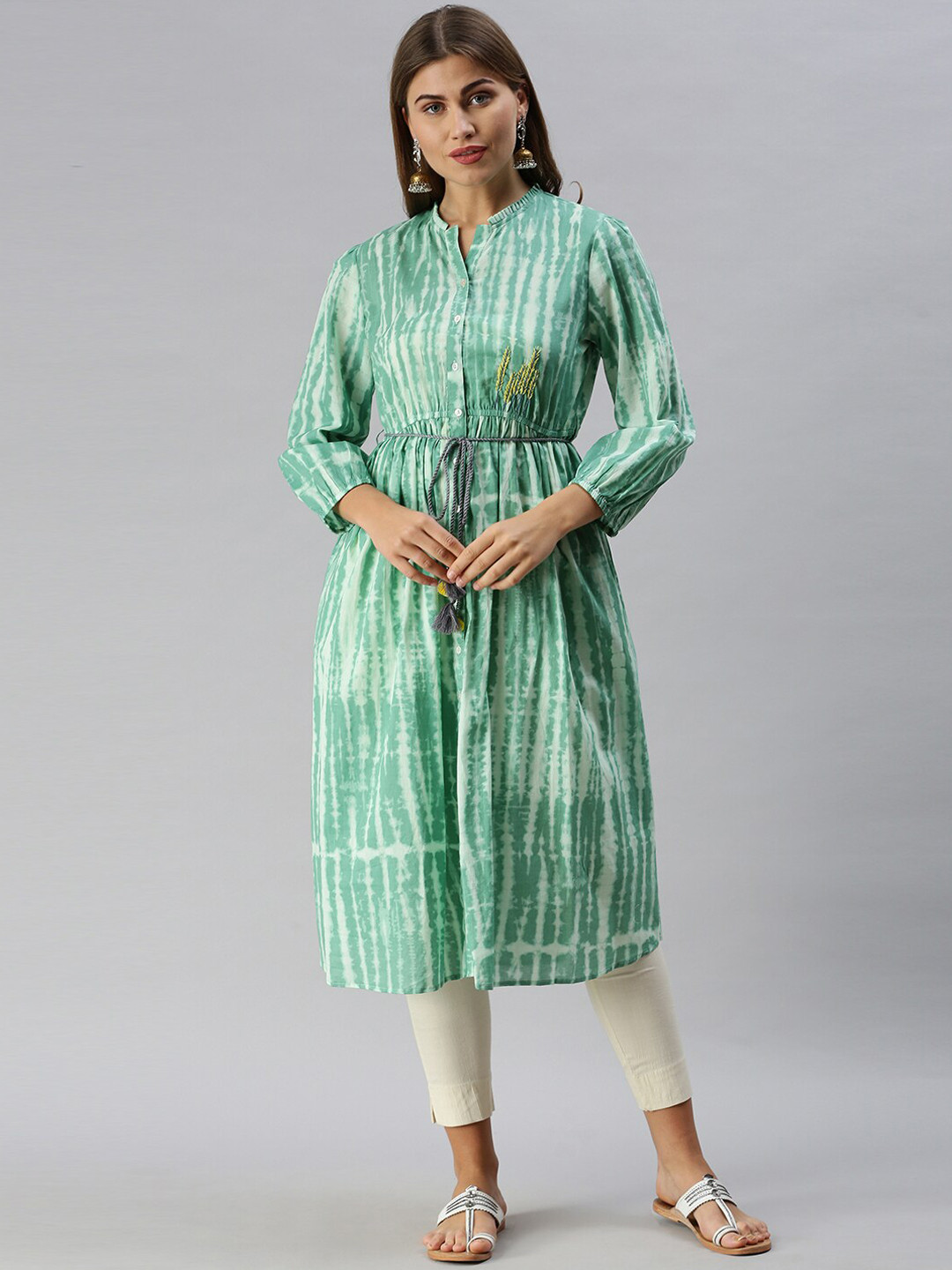 

Soch Women Green Shibori Printed Kurta