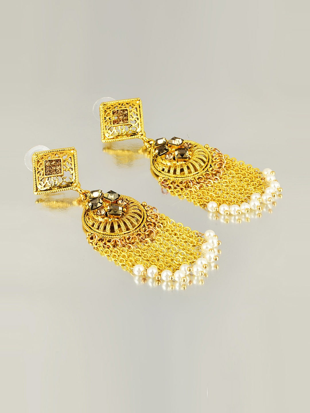 

Crunchy Fashion Gold-Toned Contemporary Jhumkas