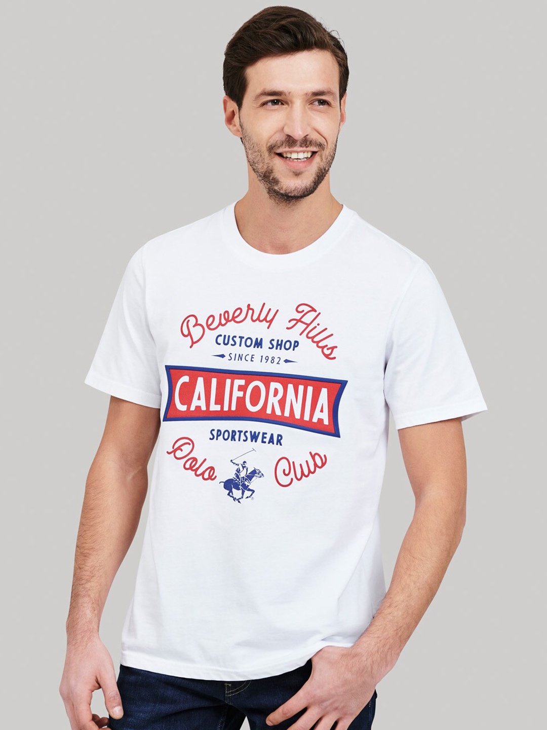 

Beverly Hills Polo Club Men White Printed Round Neck T-shirt