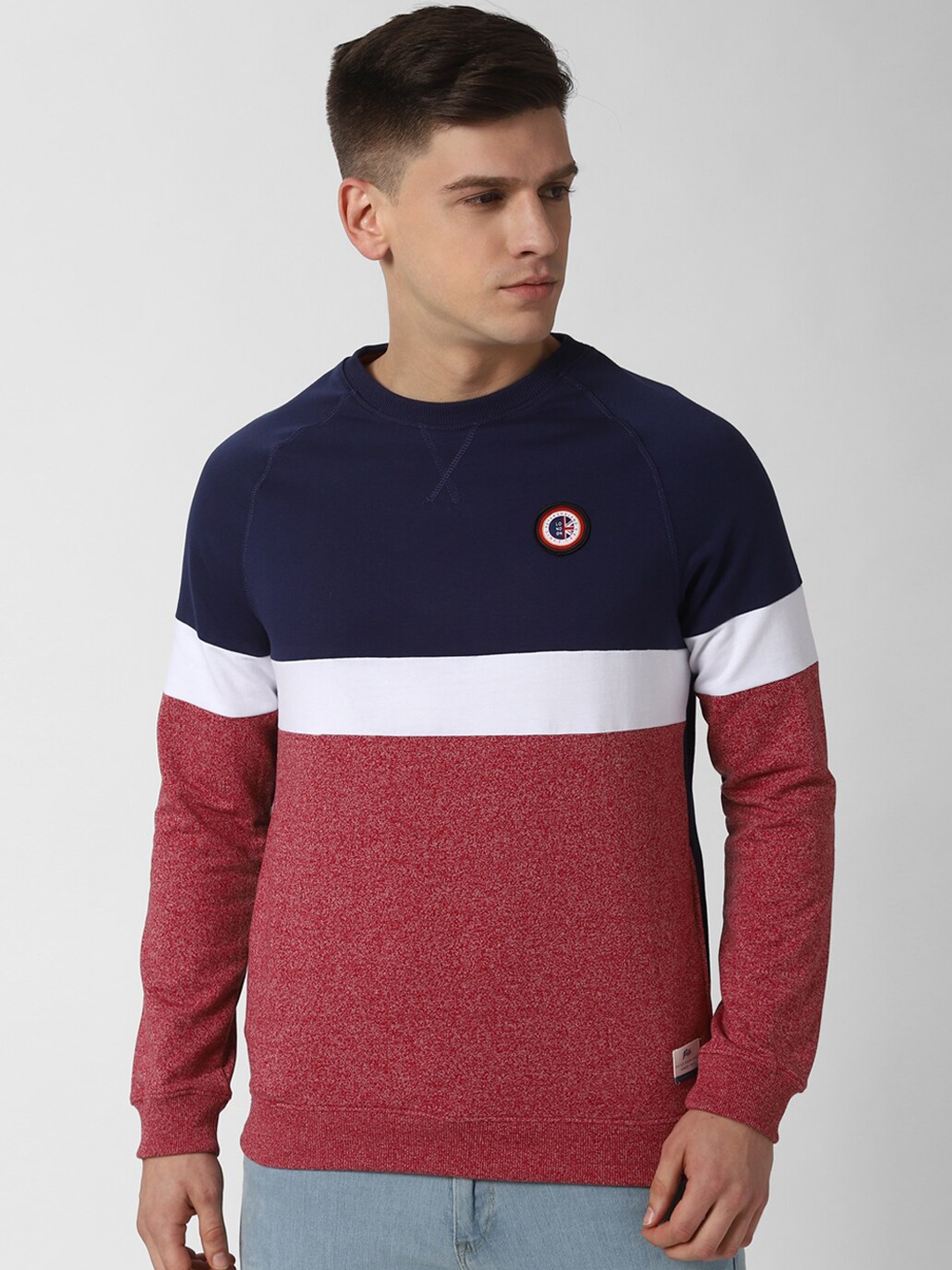 

Peter England Casuals Men Navy Blue & Red Colourblocked Sweatshirt
