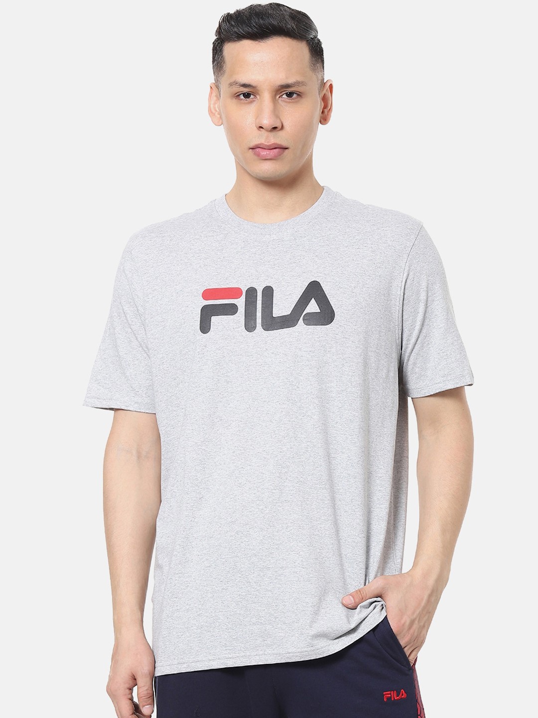 

FILA Men Grey Printed Round Neck T-shirt